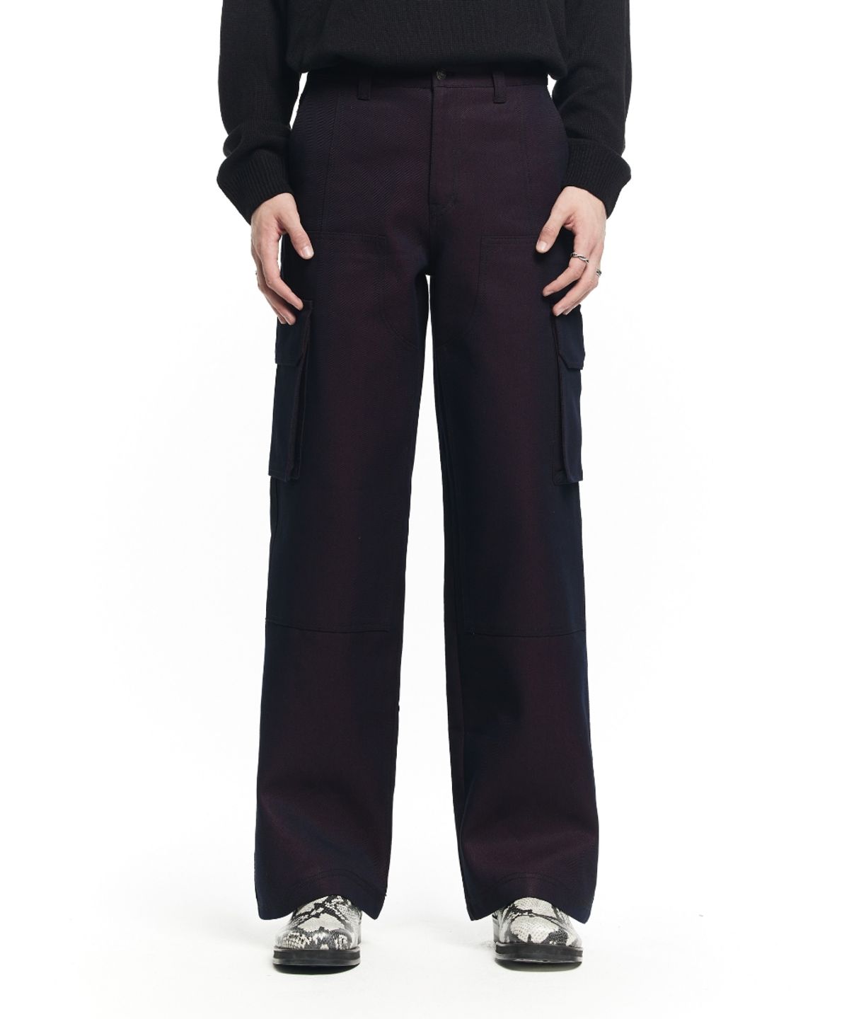 메종미네드(MAISON MINED) OBLIQUE CARPENTER WIDE PANTS NAVY