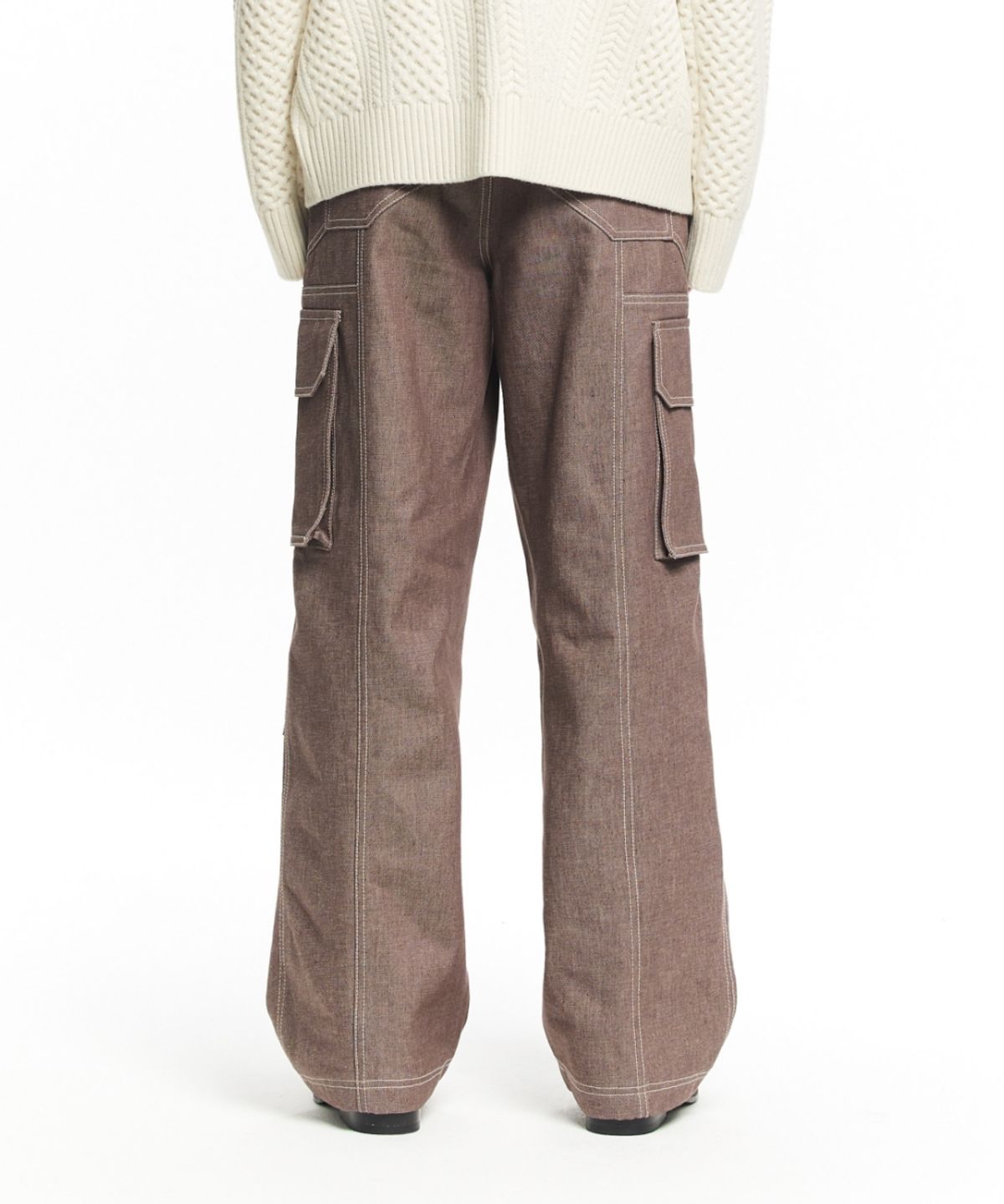 메종미네드(MAISON MINED) OBLIQUE CARPENTER WIDE PANTS BROWN