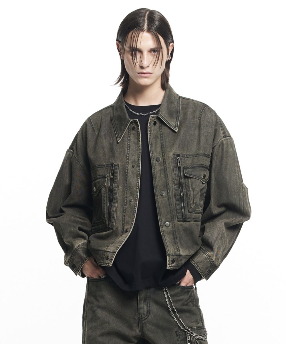 【MAISON MINED】24SS★ LAYER POCKET DENIM BOMBER 메종미네드 ~30% - LAYER POCKET DENIM BOMBER