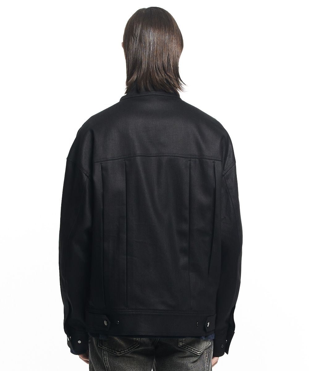 MUSINSA | MAISON MINED BLACK COATING BIKER JACKET