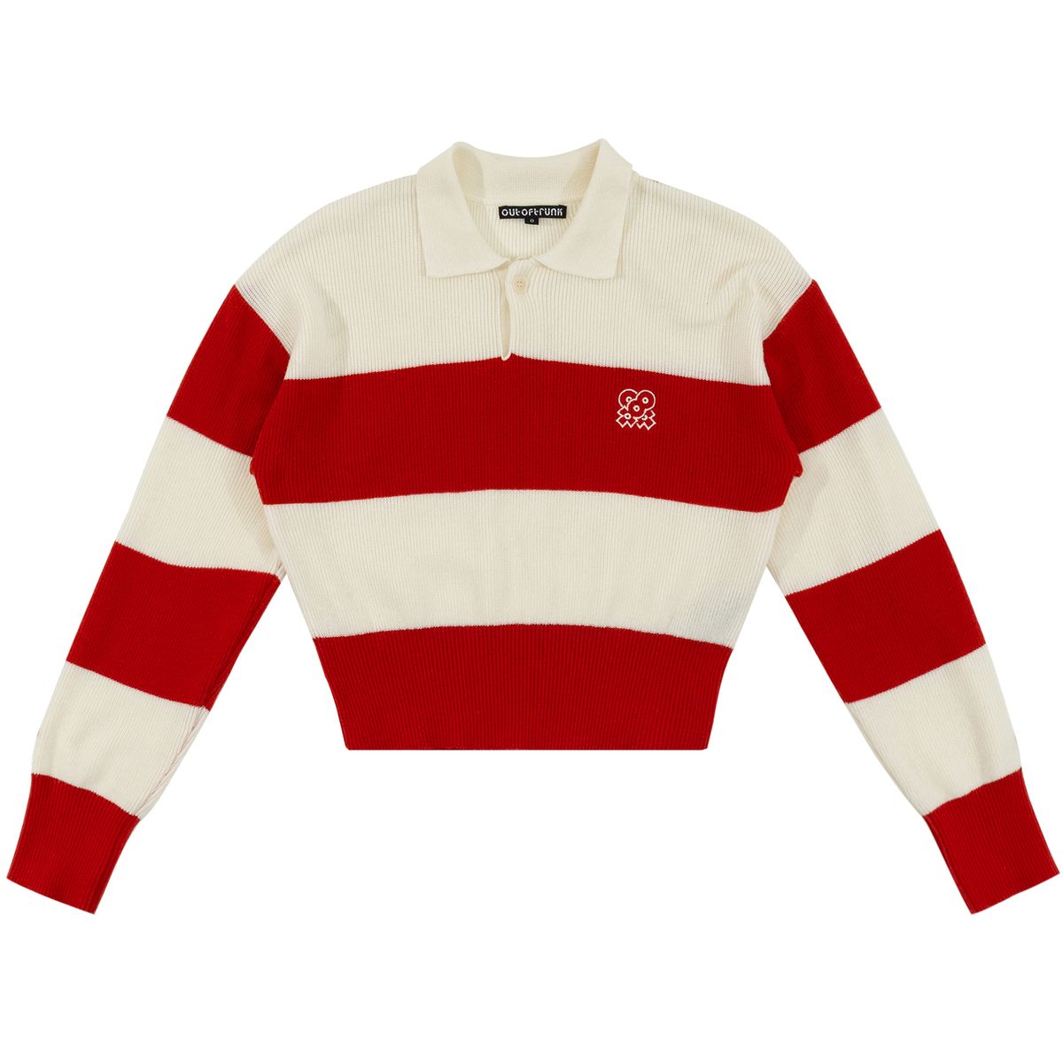 아웃 오브 트렁크(OUT OF TRUNK) Stripe Collar knit Red (Women)
