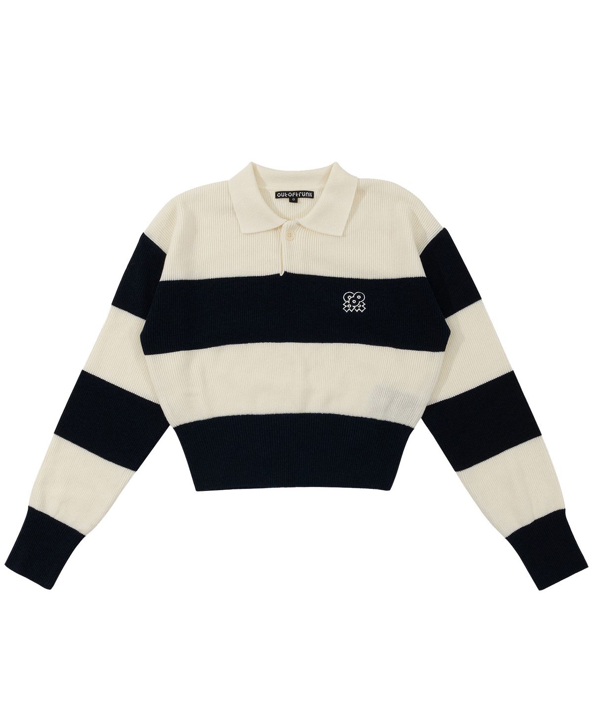 아웃 오브 트렁크(OUT OF TRUNK) Stripe Collar knit Navy (Women)
