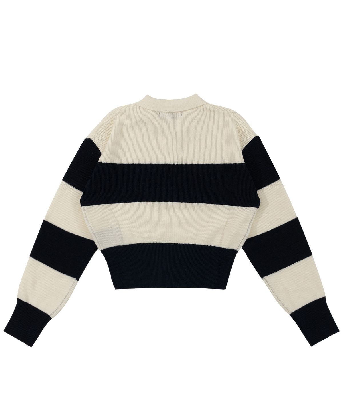 아웃 오브 트렁크(OUT OF TRUNK) Stripe Collar knit Navy (Women)