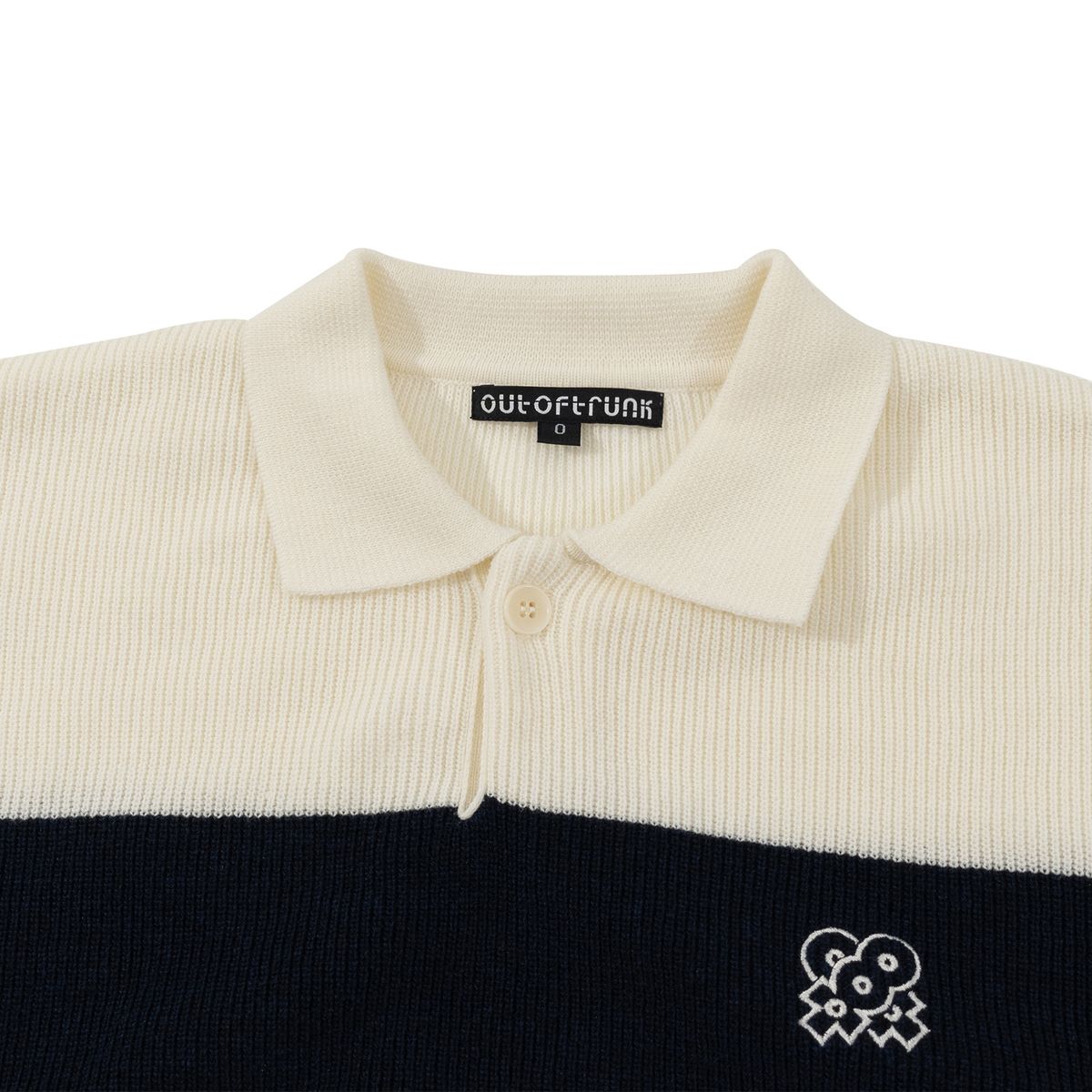 아웃 오브 트렁크(OUT OF TRUNK) Stripe Collar knit Navy (Women)