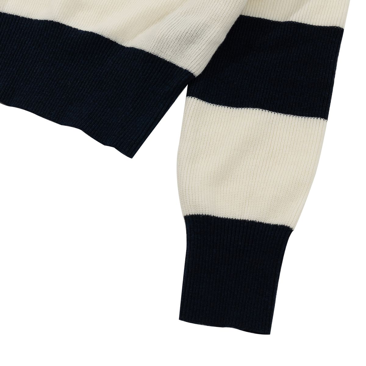 아웃 오브 트렁크(OUT OF TRUNK) Stripe Collar knit Navy (Women)