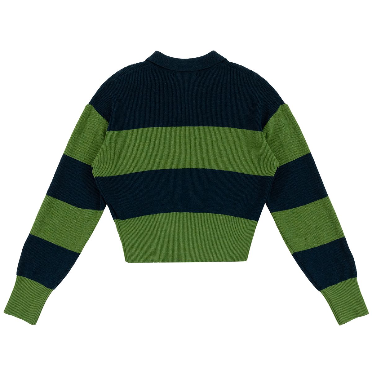 아웃 오브 트렁크(OUT OF TRUNK) Stripe Collar knit Green (Women)