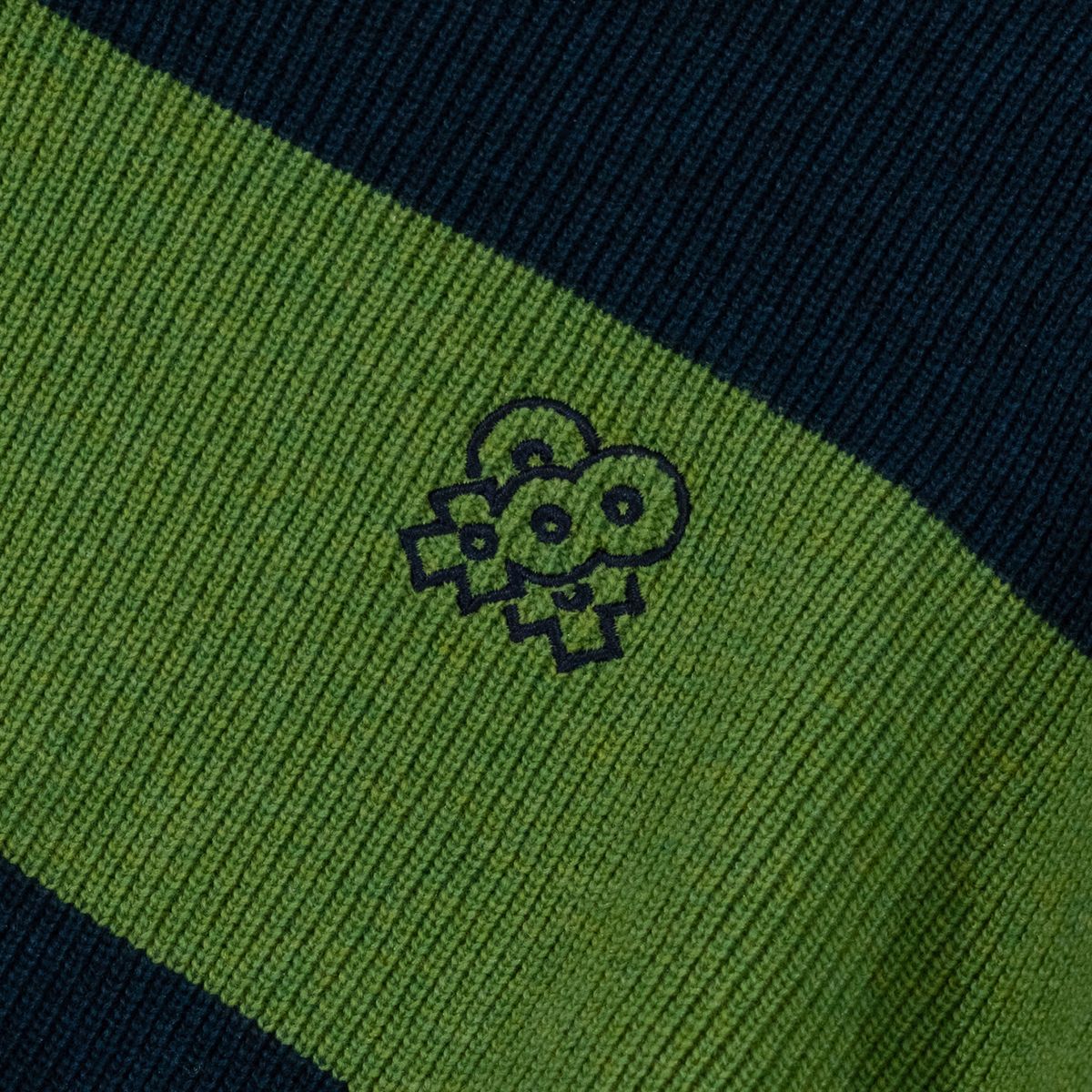 아웃 오브 트렁크(OUT OF TRUNK) Stripe Collar knit Green (Women)