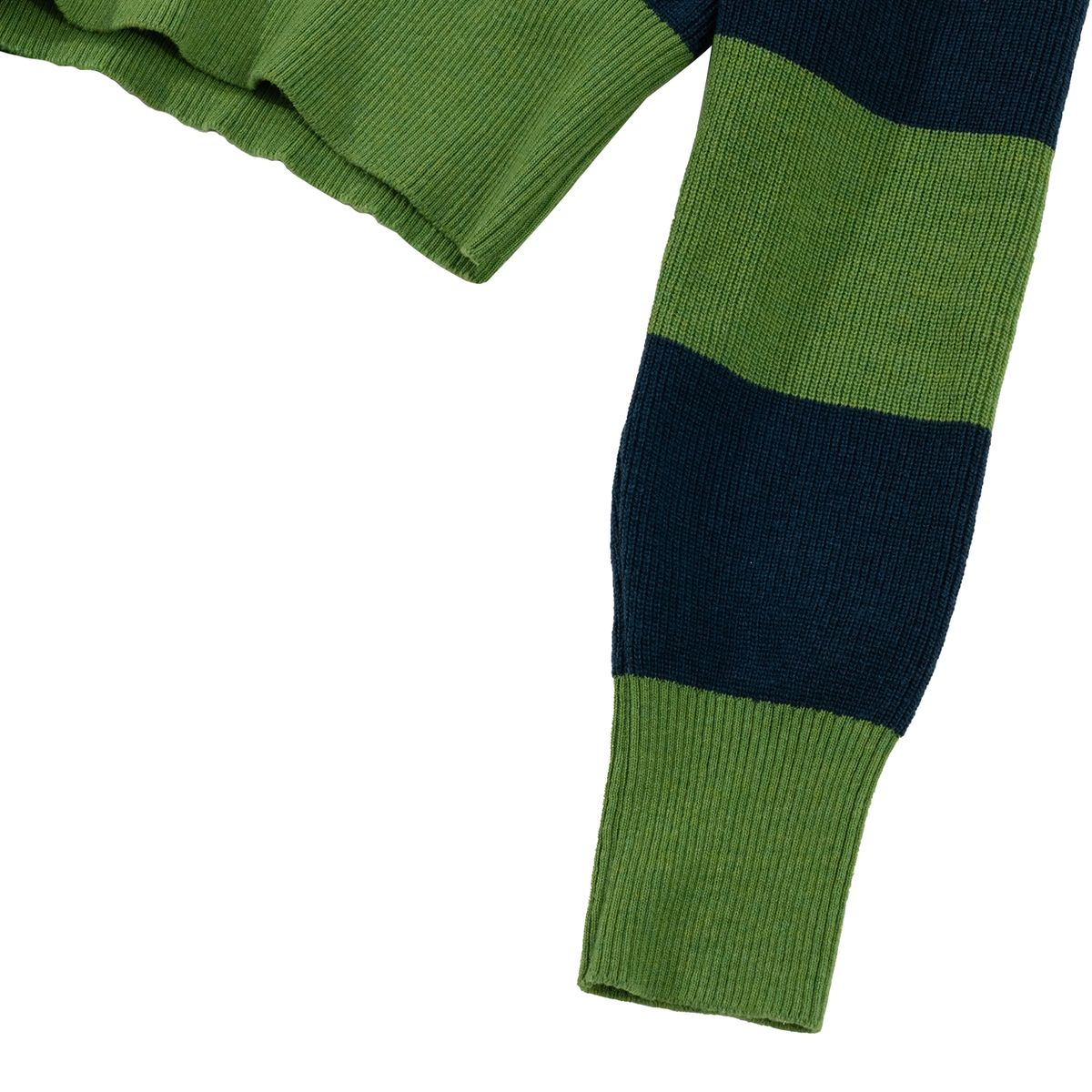 아웃 오브 트렁크(OUT OF TRUNK) Stripe Collar knit Green (Women)