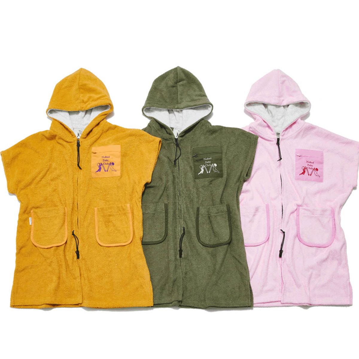 네이키드서프클럽(NAKED SURF CLUB) 타월 드라이 집업 판초 For KIDS (Mustard)