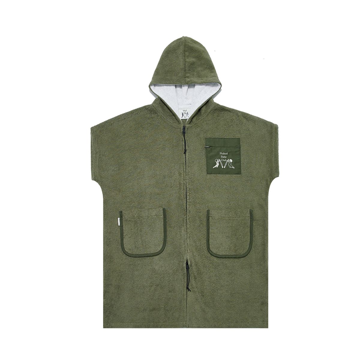 네이키드서프클럽(NAKED SURF CLUB) 타월 드라이 집업 판초 For KIDS (Khaki)