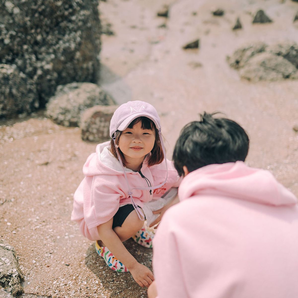 네이키드서프클럽(NAKED SURF CLUB) 타월 드라이 집업 판초 For KIDS (Pink)
