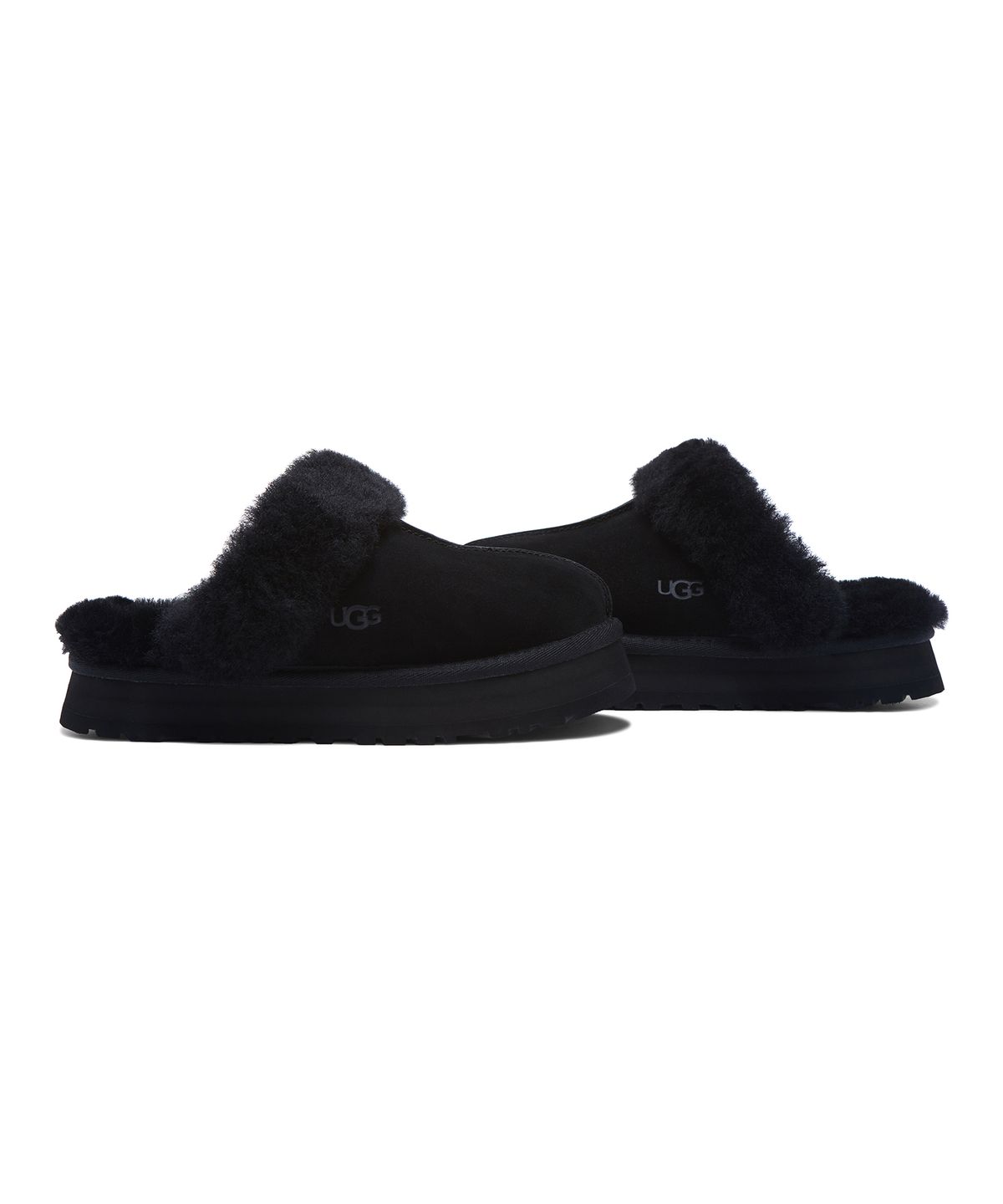 어그(UGG) [WOMEN] 퍼 카라 플랫폼 샌들 (디스케트) - 블랙 / 1122550BLK