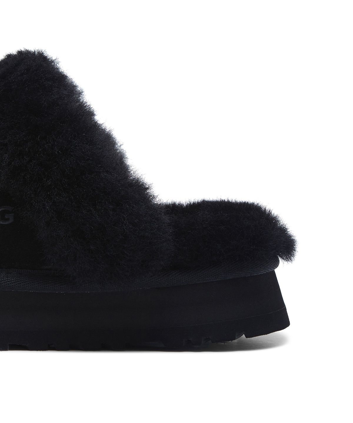 어그(UGG) [WOMEN] 퍼 카라 플랫폼 샌들 (디스케트) - 블랙 / 1122550BLK