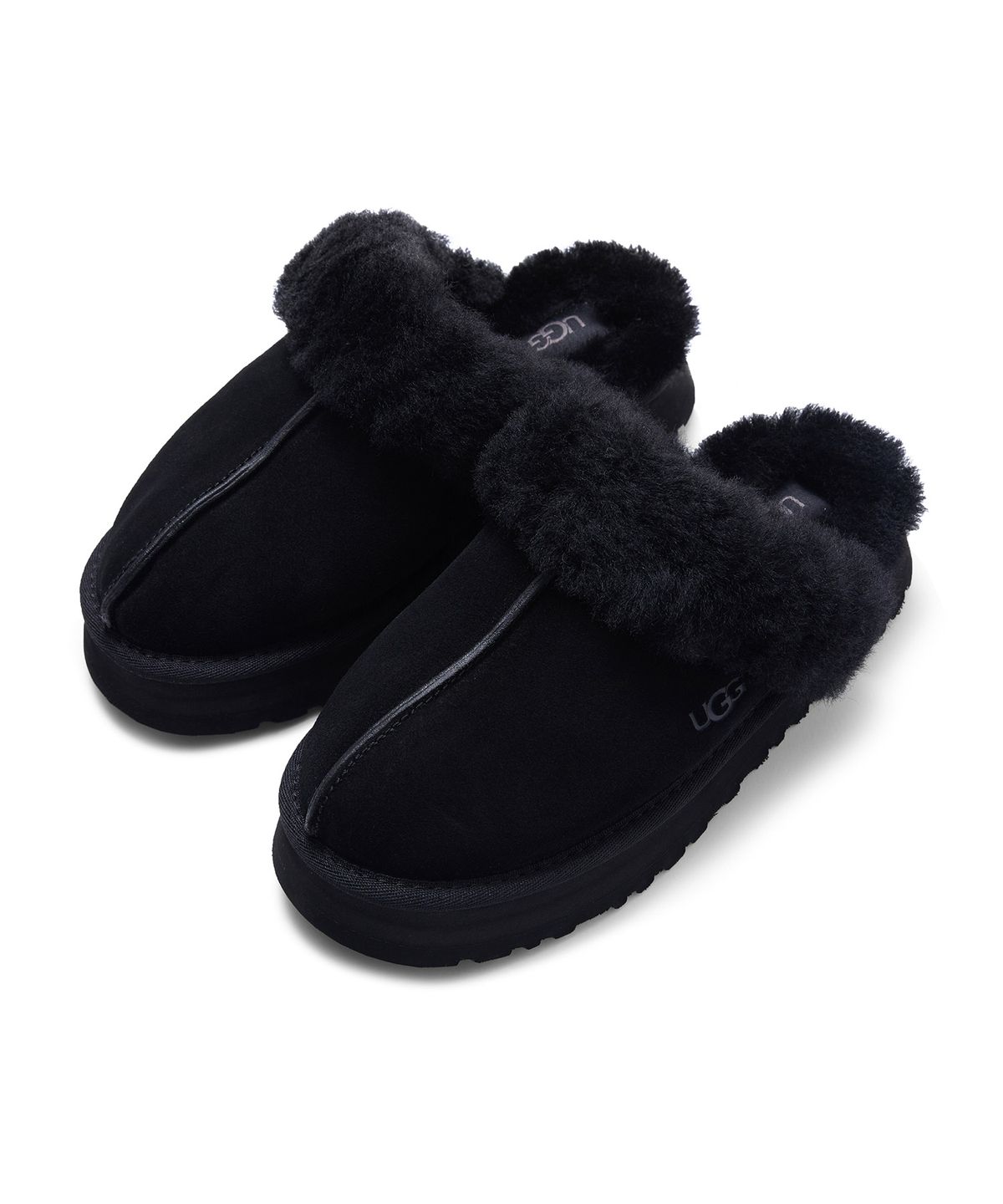 어그(UGG) [WOMEN] 퍼 카라 플랫폼 샌들 (디스케트) - 블랙 / 1122550BLK