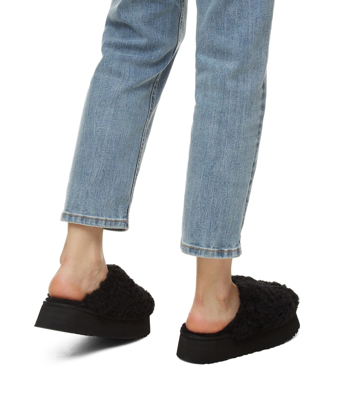 어그(UGG) [WOMEN] 컬리 퍼 플랫폼 슬리퍼(맥시 컬리 패션 슬라이드) - 블랙 / 1133171BLK