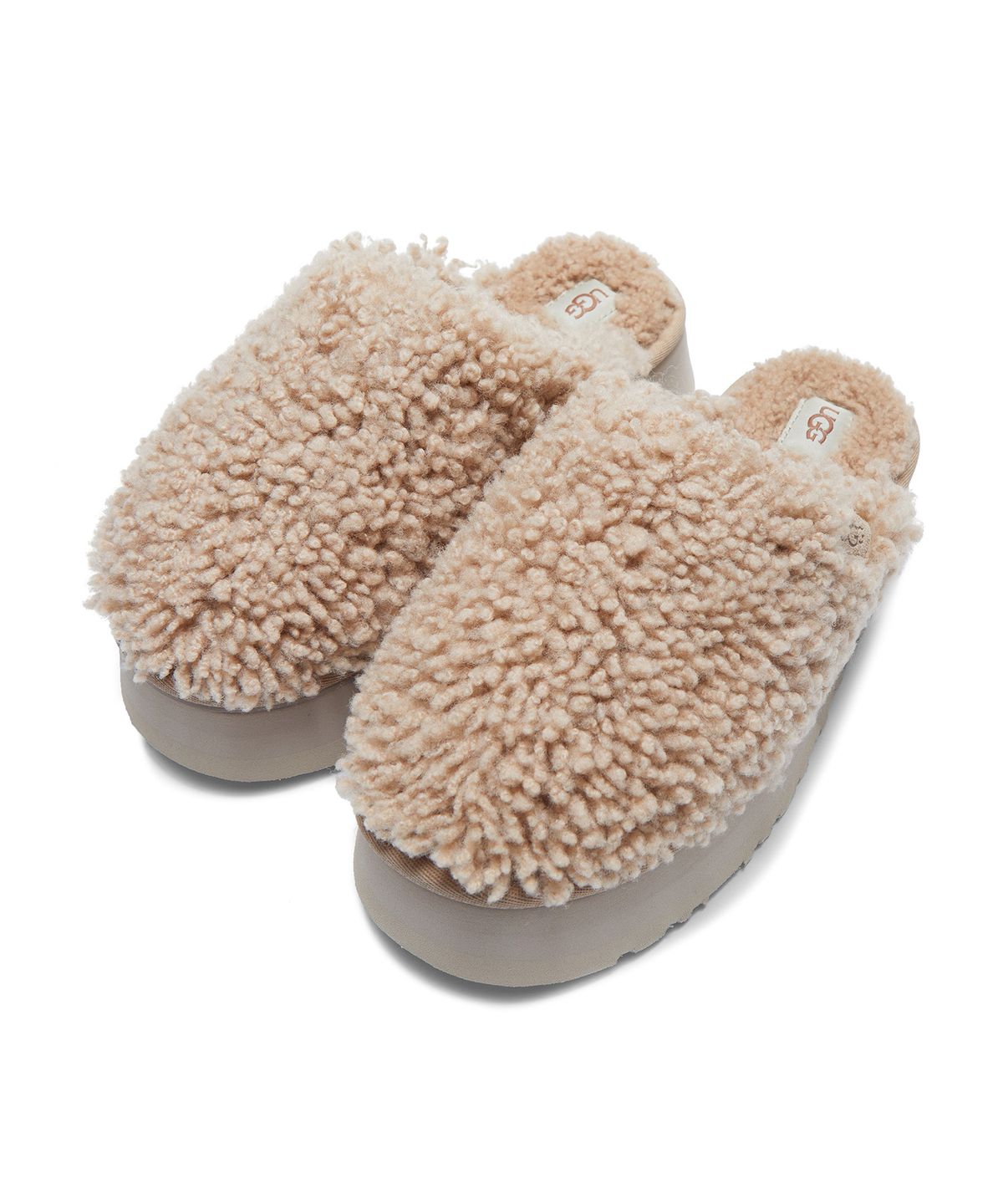 어그(UGG) [WOMEN] 컬리 퍼 플랫폼 슬리퍼(맥시 컬리 패션 슬라이드) - 샌드 / 1133171SAN