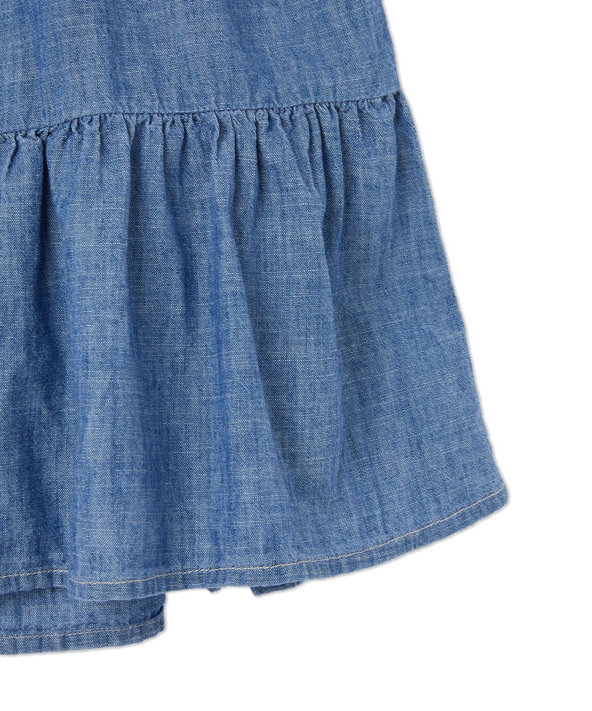폴로 랄프 로렌 칠드런(POLO RALPH LAUREN CHILDREN) 여아 4-6.5세 티어드 샴브레이 셔츠드레스 - 블루