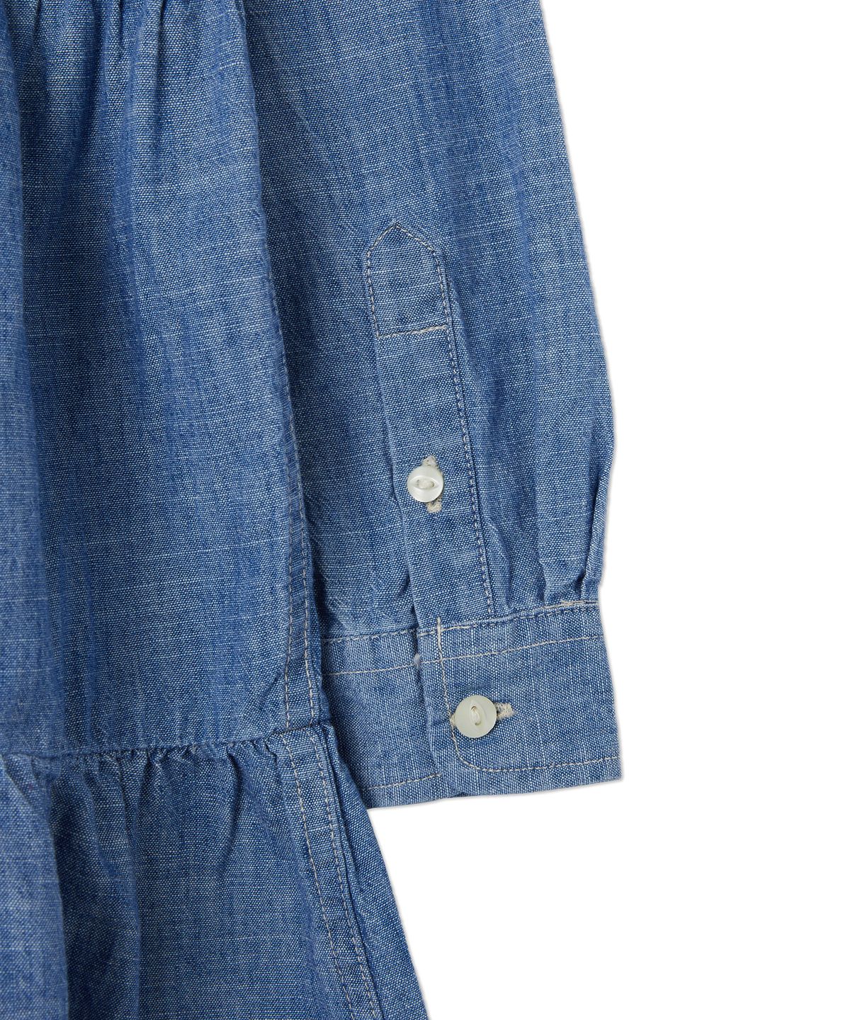 폴로 랄프 로렌 칠드런(POLO RALPH LAUREN CHILDREN) 여아 4-6.5세 티어드 샴브레이 셔츠드레스 - 블루