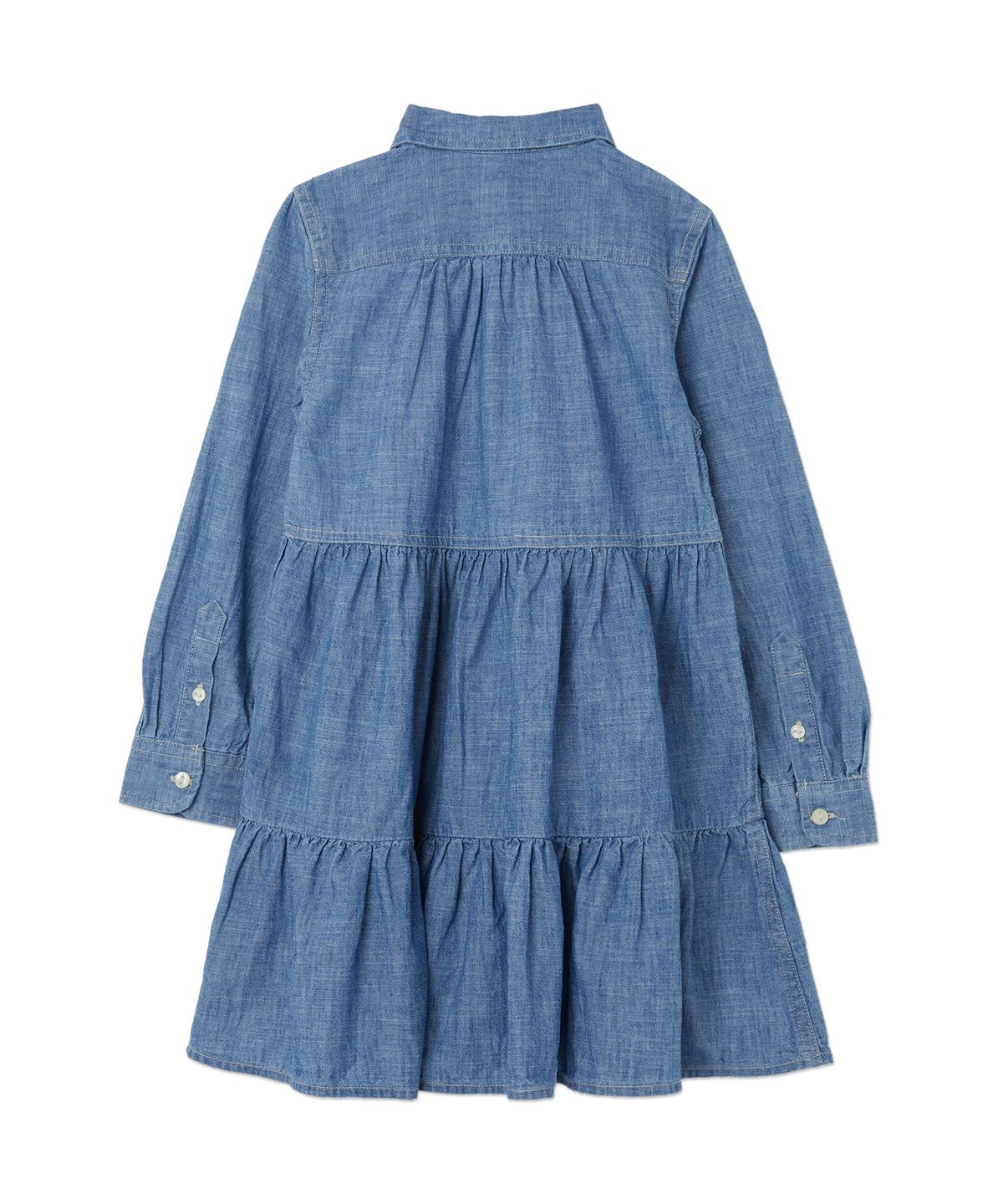 폴로 랄프 로렌 칠드런(POLO RALPH LAUREN CHILDREN) 여아 4-6.5세 티어드 샴브레이 셔츠드레스 - 블루