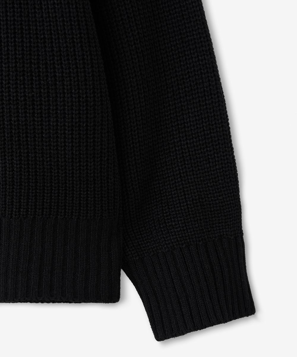 MUSINSA | BLOND9 Oversized ribbed Zip-up Knit Sweater_black