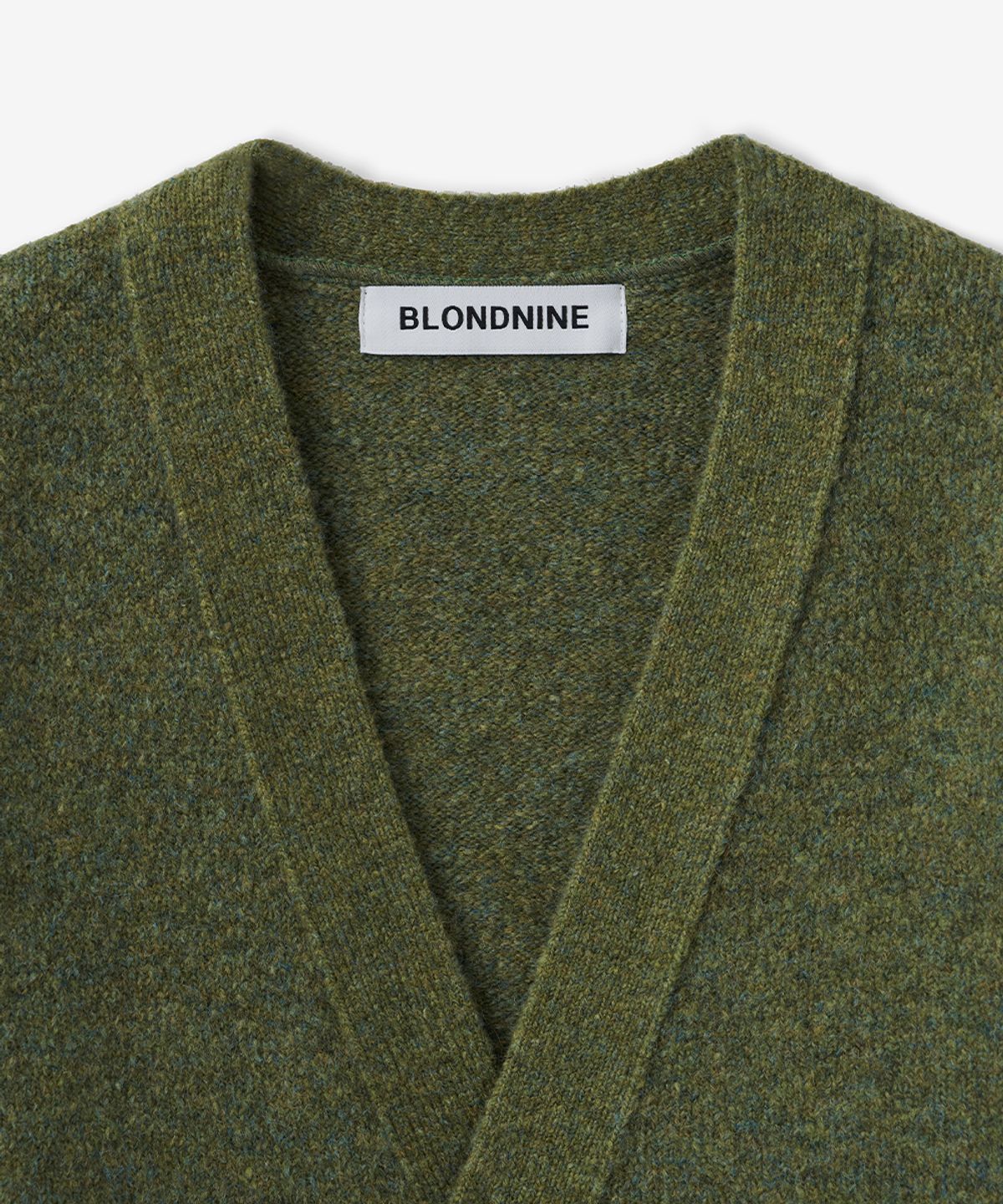 블론드나인(BLOND9) 울 부클 브이넥 가디건_그린