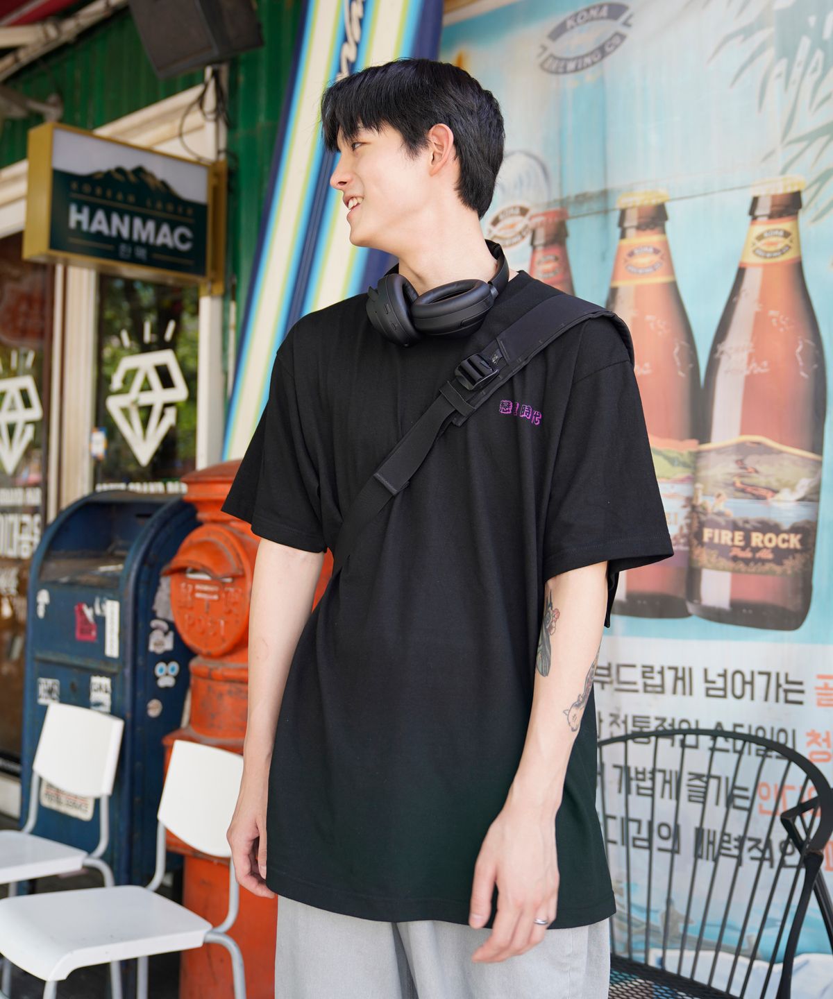 크림소다랩(CREAM SODA LAB) 연애시대 반팔티 블랙 퍼플