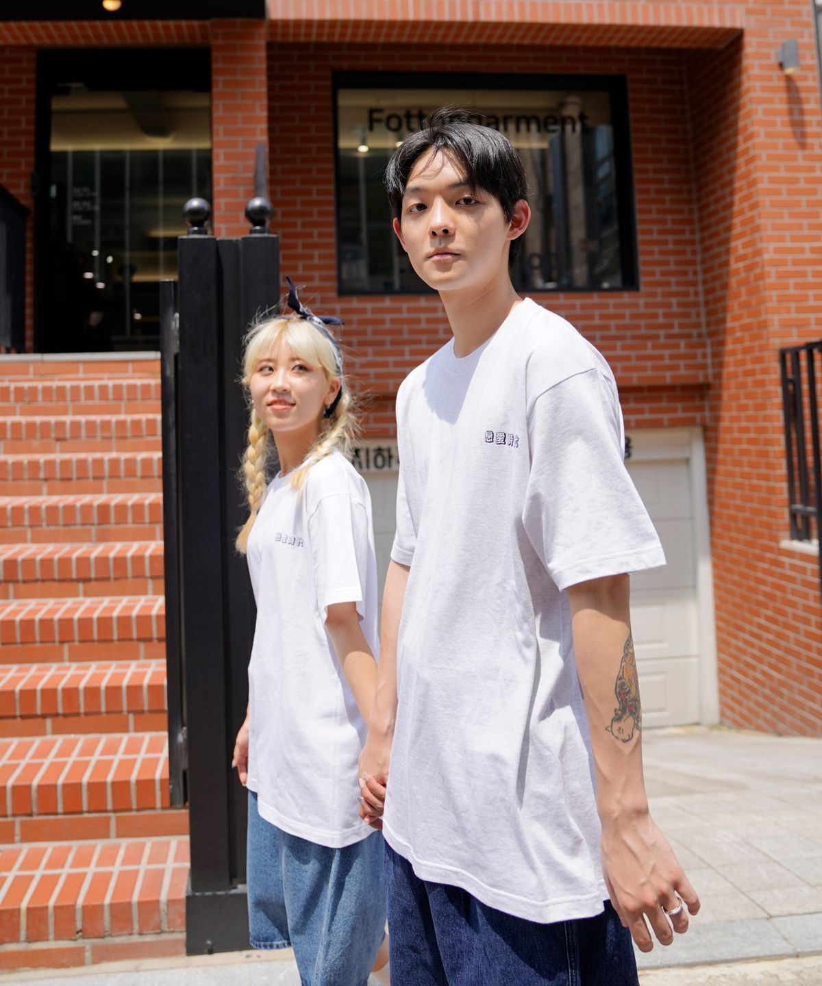 크림소다랩(CREAM SODA LAB) 연애시대 반팔티 라이트그레이 블랙