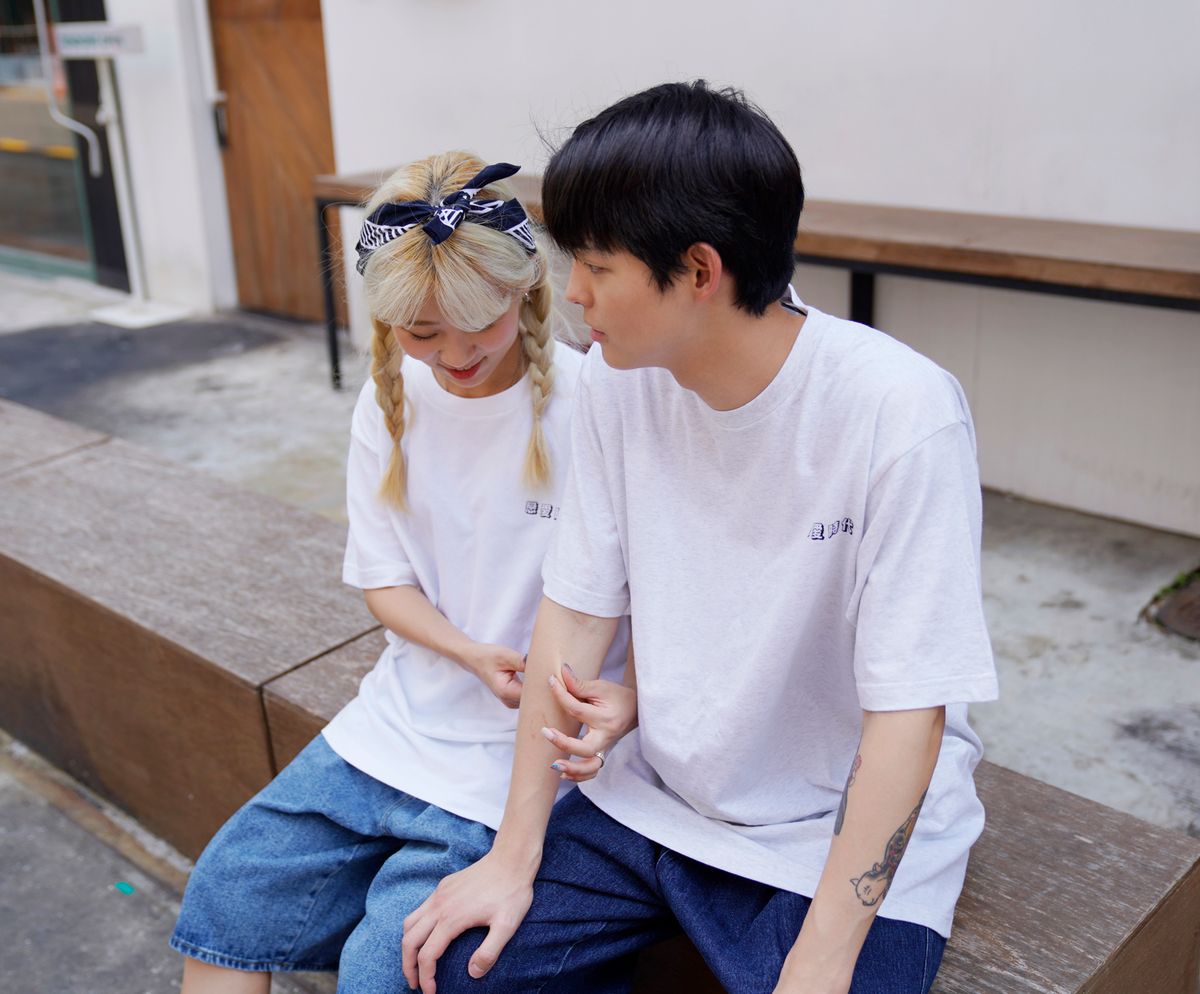 크림소다랩(CREAM SODA LAB) 연애시대 반팔티 라이트그레이 블랙