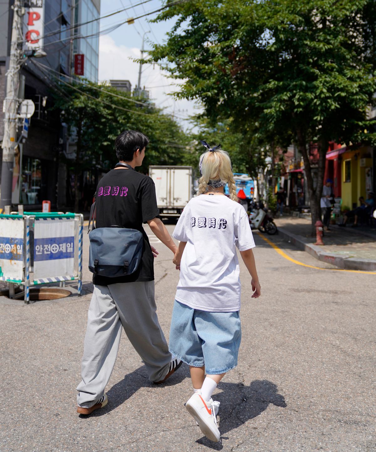 크림소다랩(CREAM SODA LAB) 연애시대 반팔티 라이트그레이 블랙