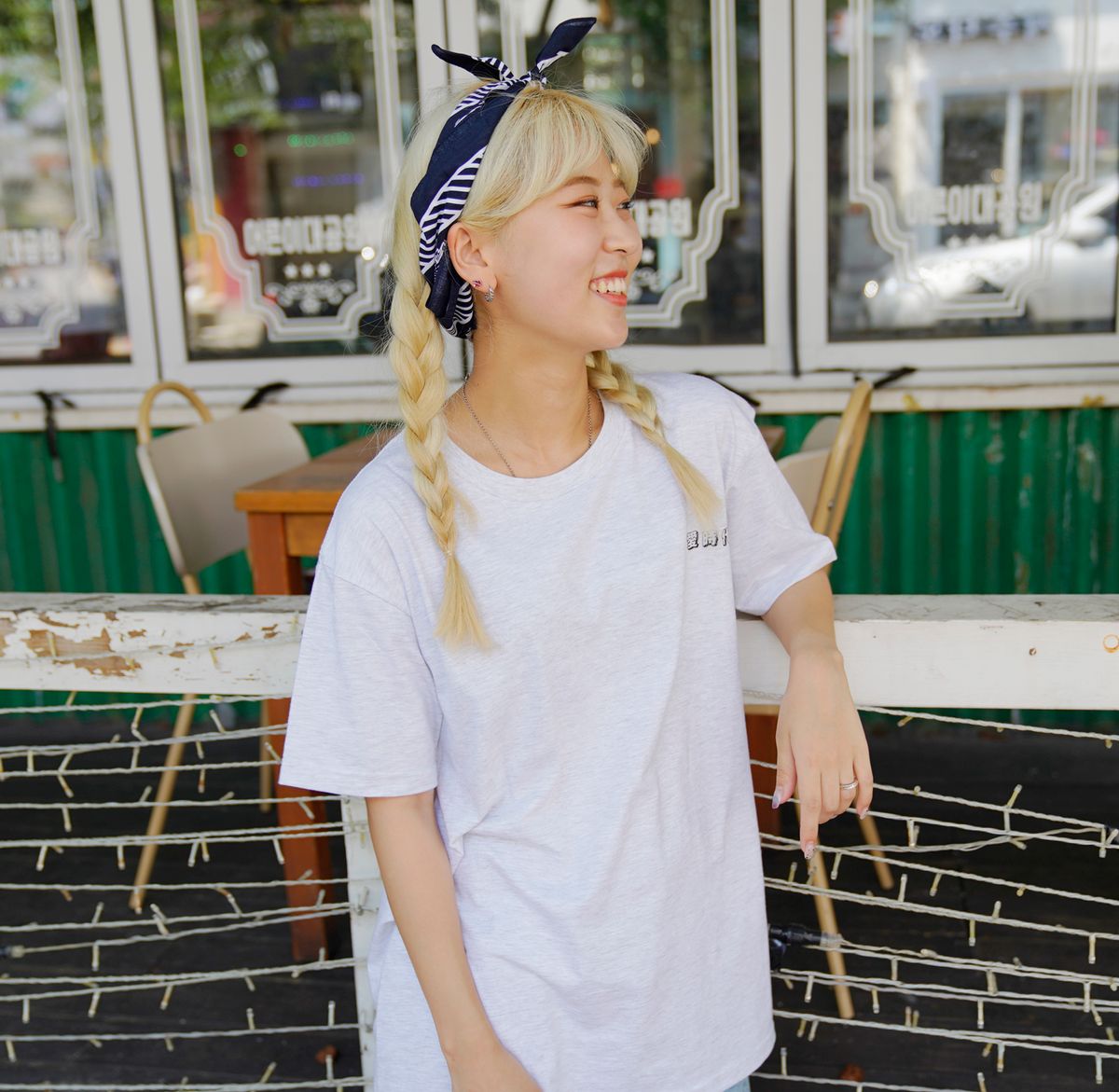 크림소다랩(CREAM SODA LAB) 연애시대 반팔티 라이트그레이 블랙