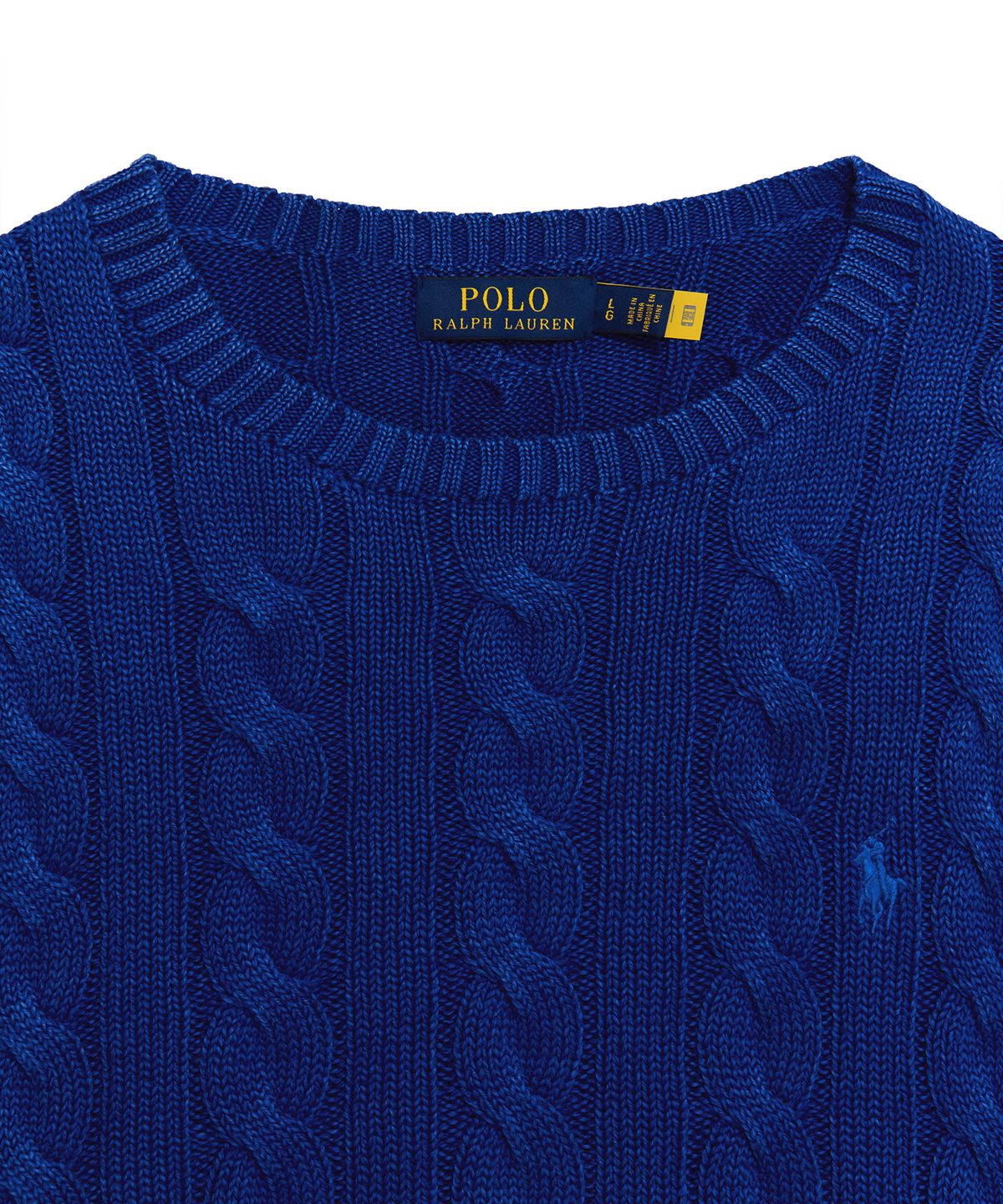 폴로 랄프 로렌(POLO RALPH LAUREN) 가먼트 다이 케이블 니트 코튼 스웨터 - 블루