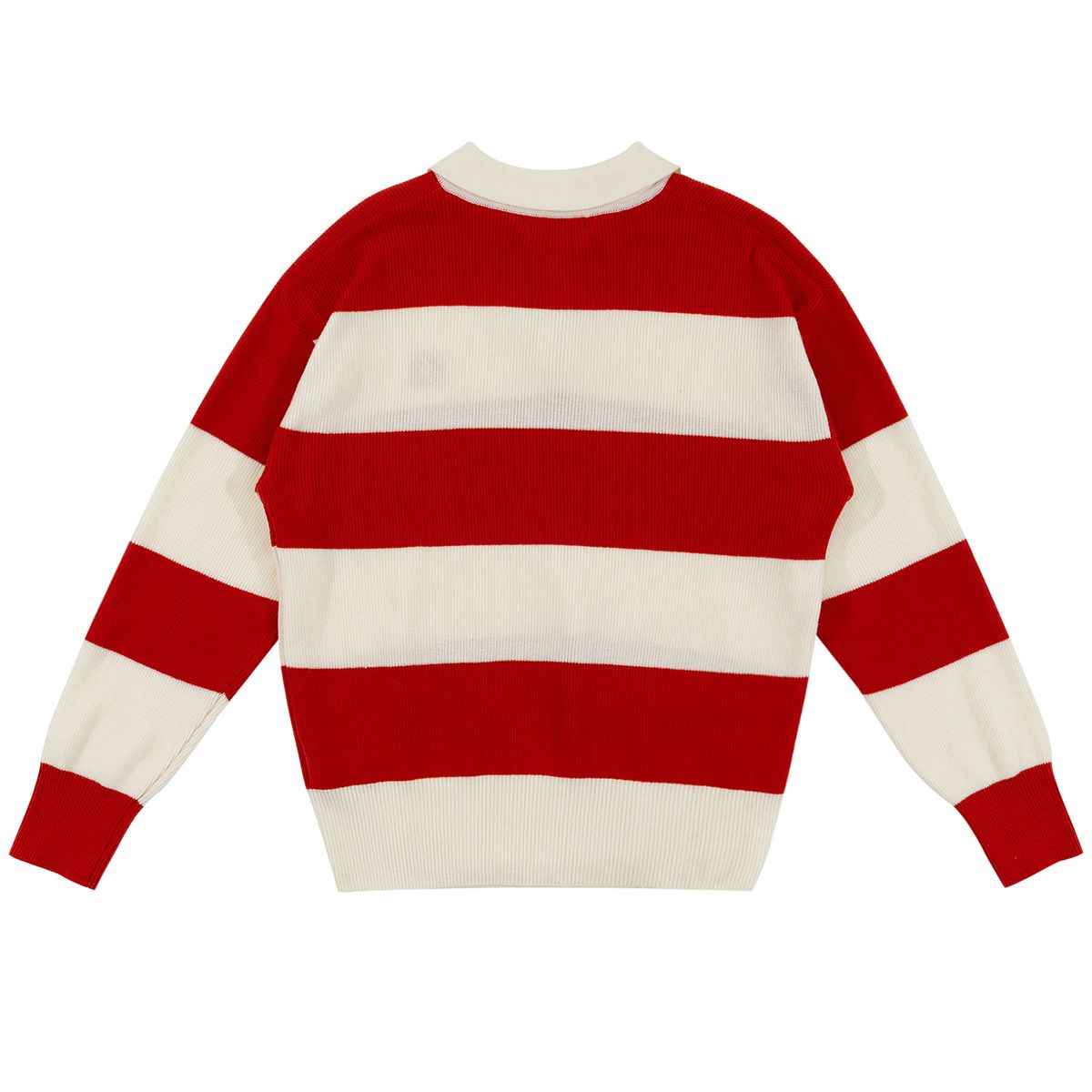 아웃 오브 트렁크(OUT OF TRUNK) Stripe Collar knit Red (Men)