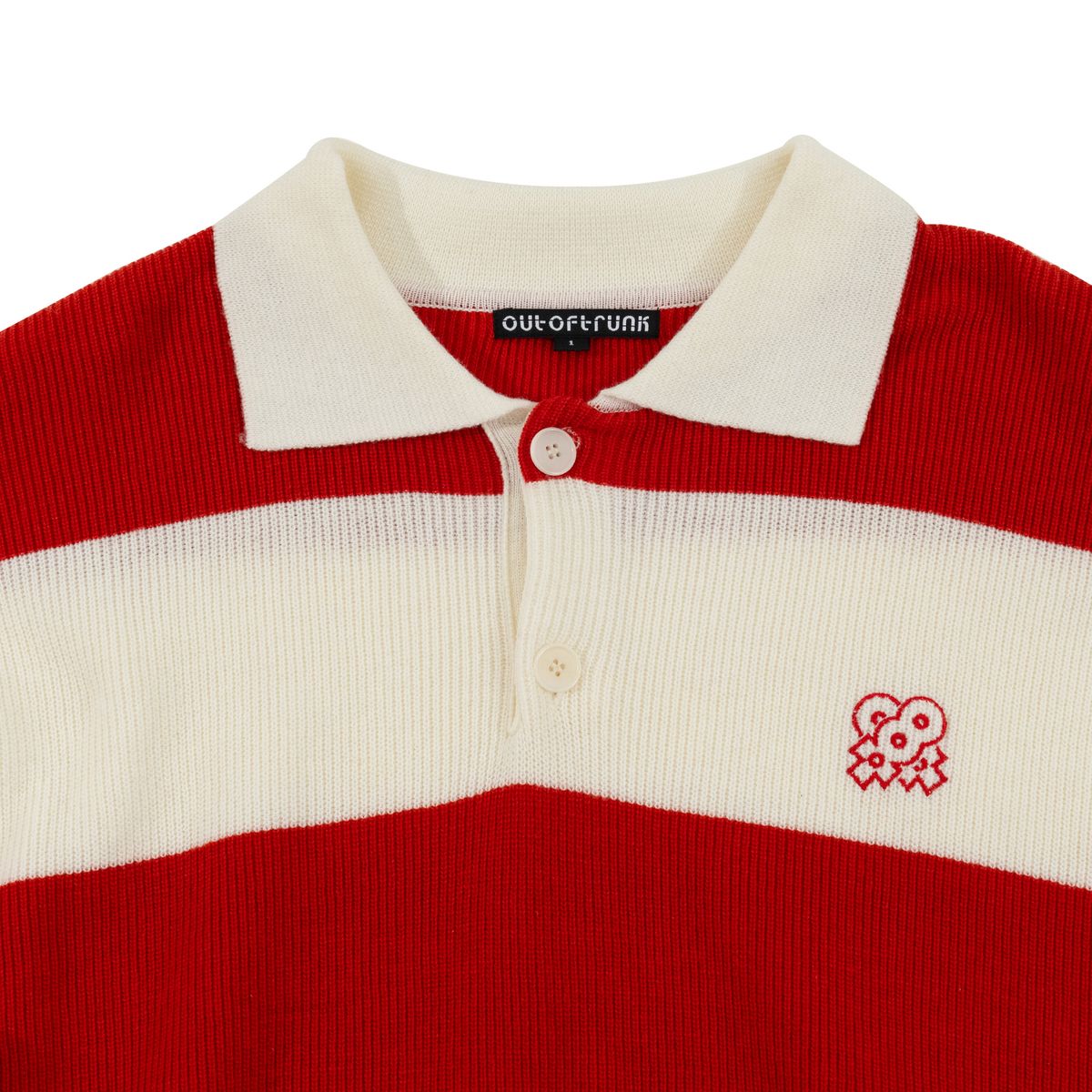 아웃 오브 트렁크(OUT OF TRUNK) Stripe Collar knit Red (Men)