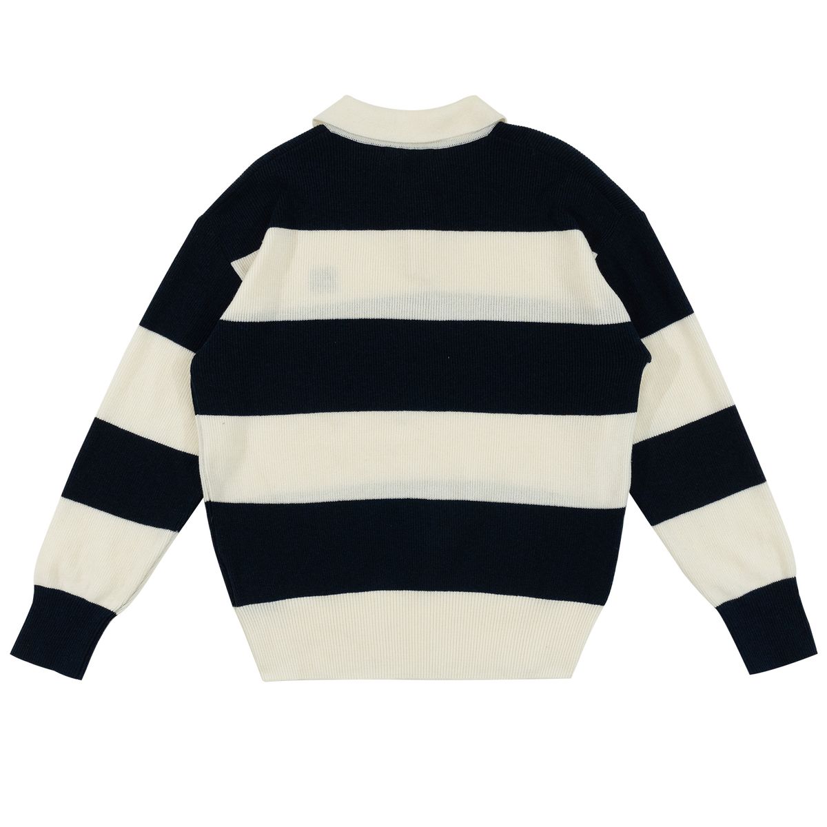 아웃 오브 트렁크(OUT OF TRUNK) Stripe Collar knit Navy (Men)