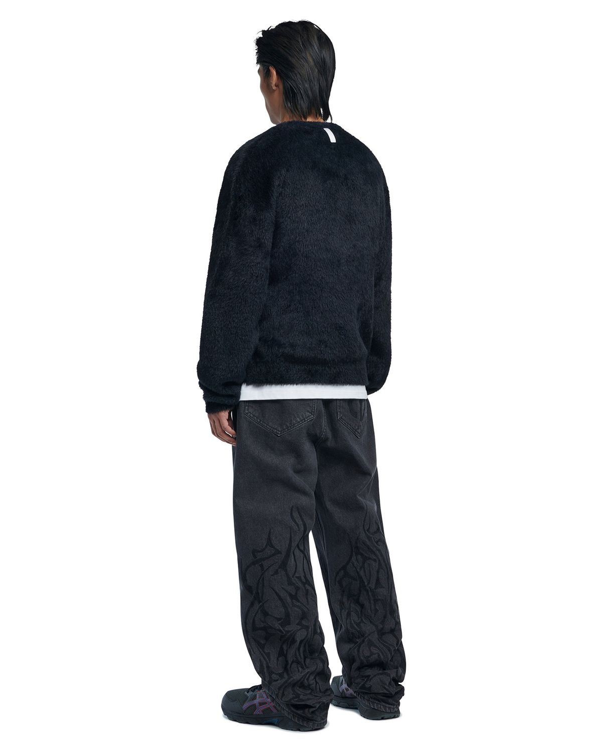 노매뉴얼(NOMANUAL) CROPPED HAIRY KNIT - BLACK
