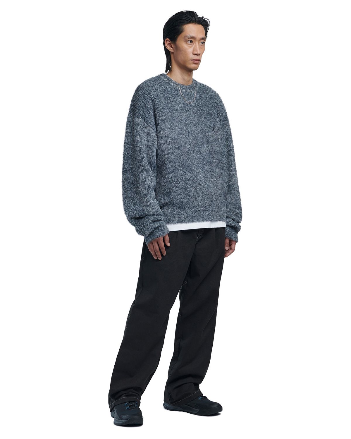 노매뉴얼(NOMANUAL) CROPPED HAIRY KNIT - MELANGE