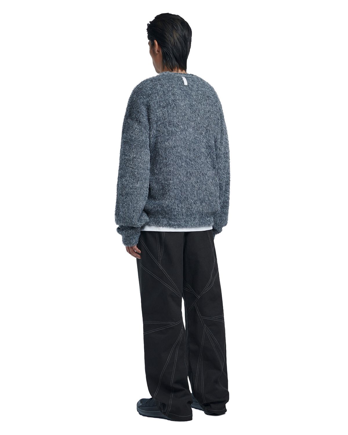 노매뉴얼(NOMANUAL) CROPPED HAIRY KNIT - MELANGE