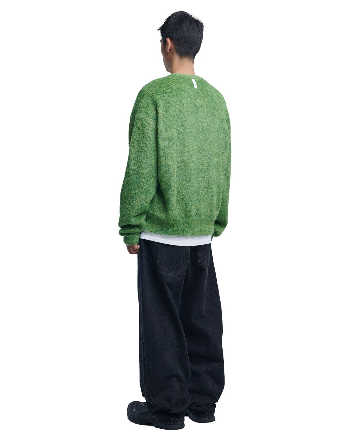 노매뉴얼(NOMANUAL) CROPPED HAIRY KNIT - GRASS GREEN