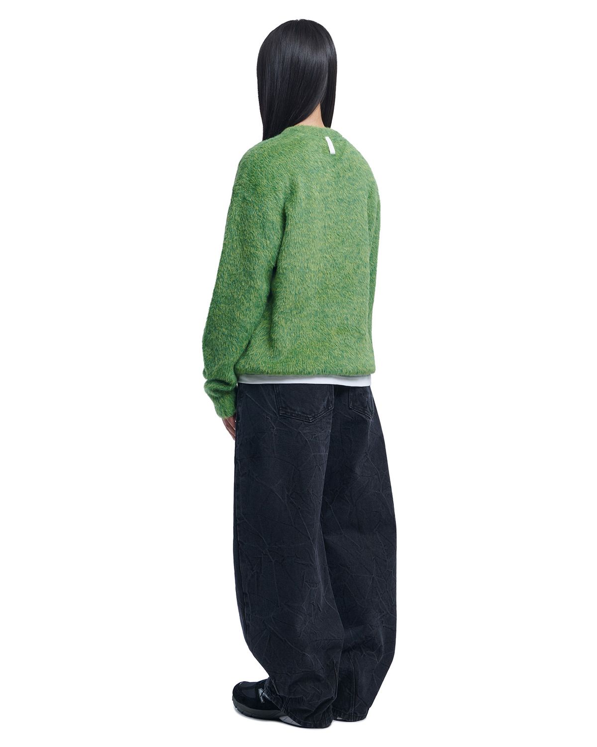 노매뉴얼(NOMANUAL) CROPPED HAIRY KNIT - GRASS GREEN