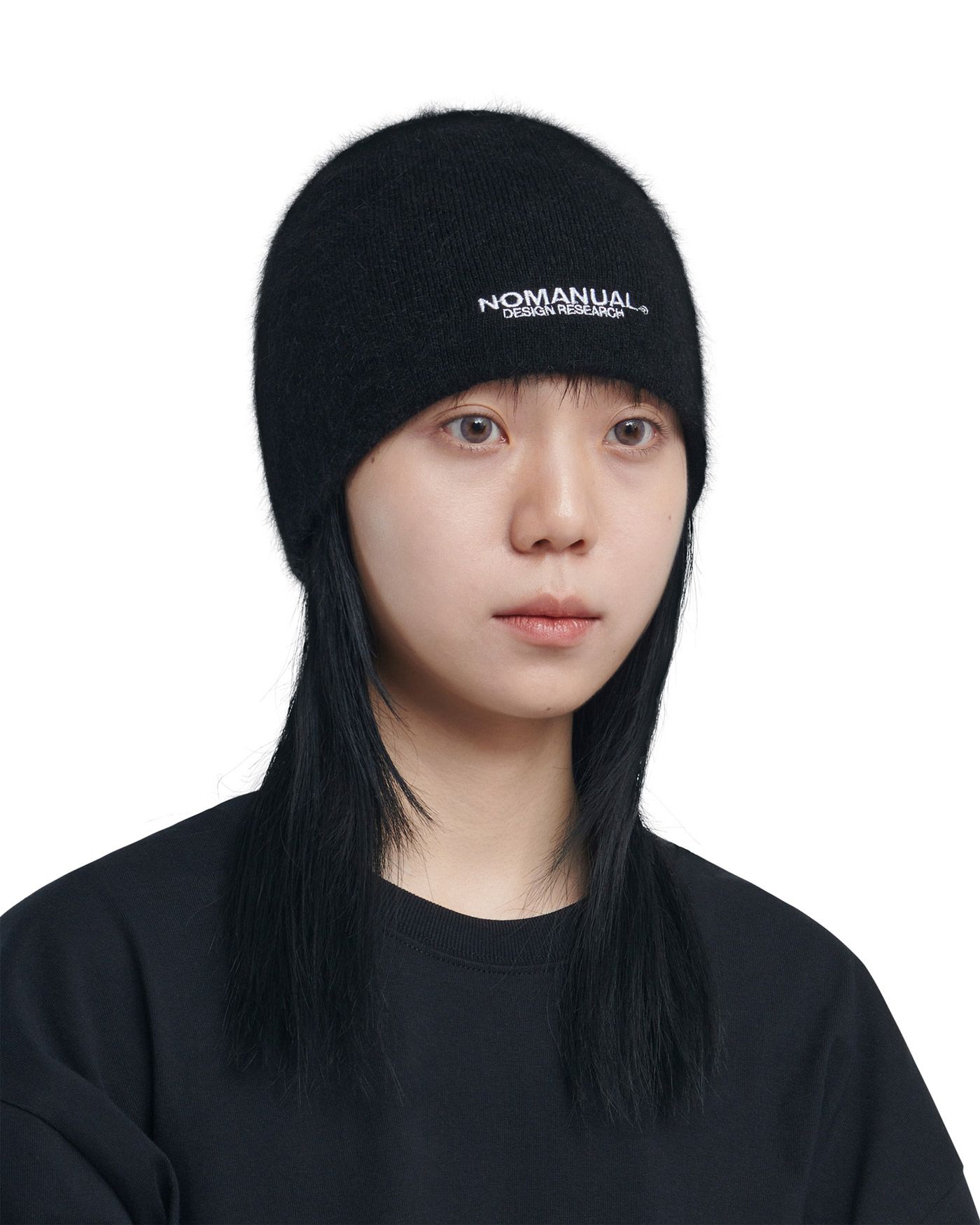 ニットキャップ・ビーニー NOMANUAL NM HAIRY BEANIE BLACK NM45HG02M1BK NOMANUAL(ノーマニュアル) NM HAIRY BEANIE - BLACK
