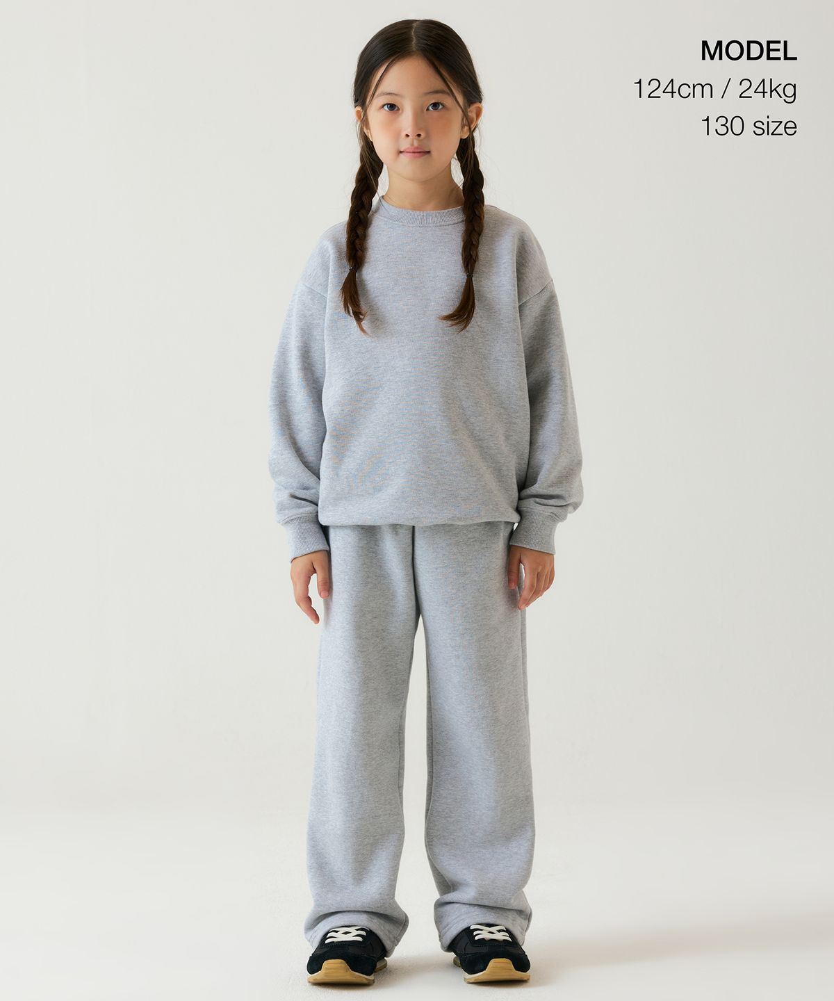 무신사 스탠다드 키즈(MUSINSA STANDARD KIDS) 기모 오버사이즈 스웨트셔츠 [미디엄 그레이]