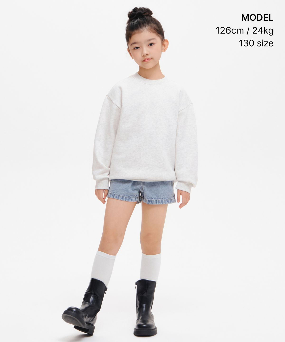 무신사 스탠다드 키즈(MUSINSA STANDARD KIDS) 기모 오버사이즈 스웨트셔츠 [오트밀]
