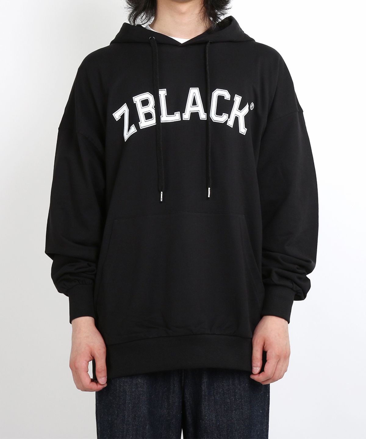 지블랙(ZBLACK) 100% 오가닉 코튼 아플리케이형 아치버전 후드(Black)