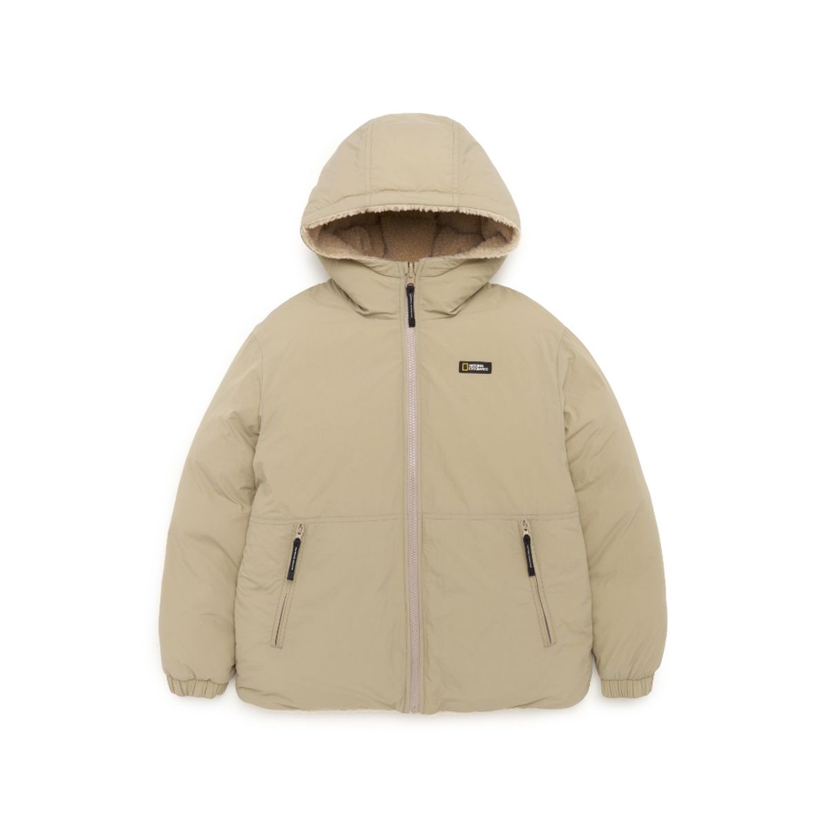 내셔널지오그래픽 키즈(NATIONAL GEOGRAPHIC KIDS) K224UDW950 키즈 플리스 리버시블 숏 다운 점퍼 BEIGE