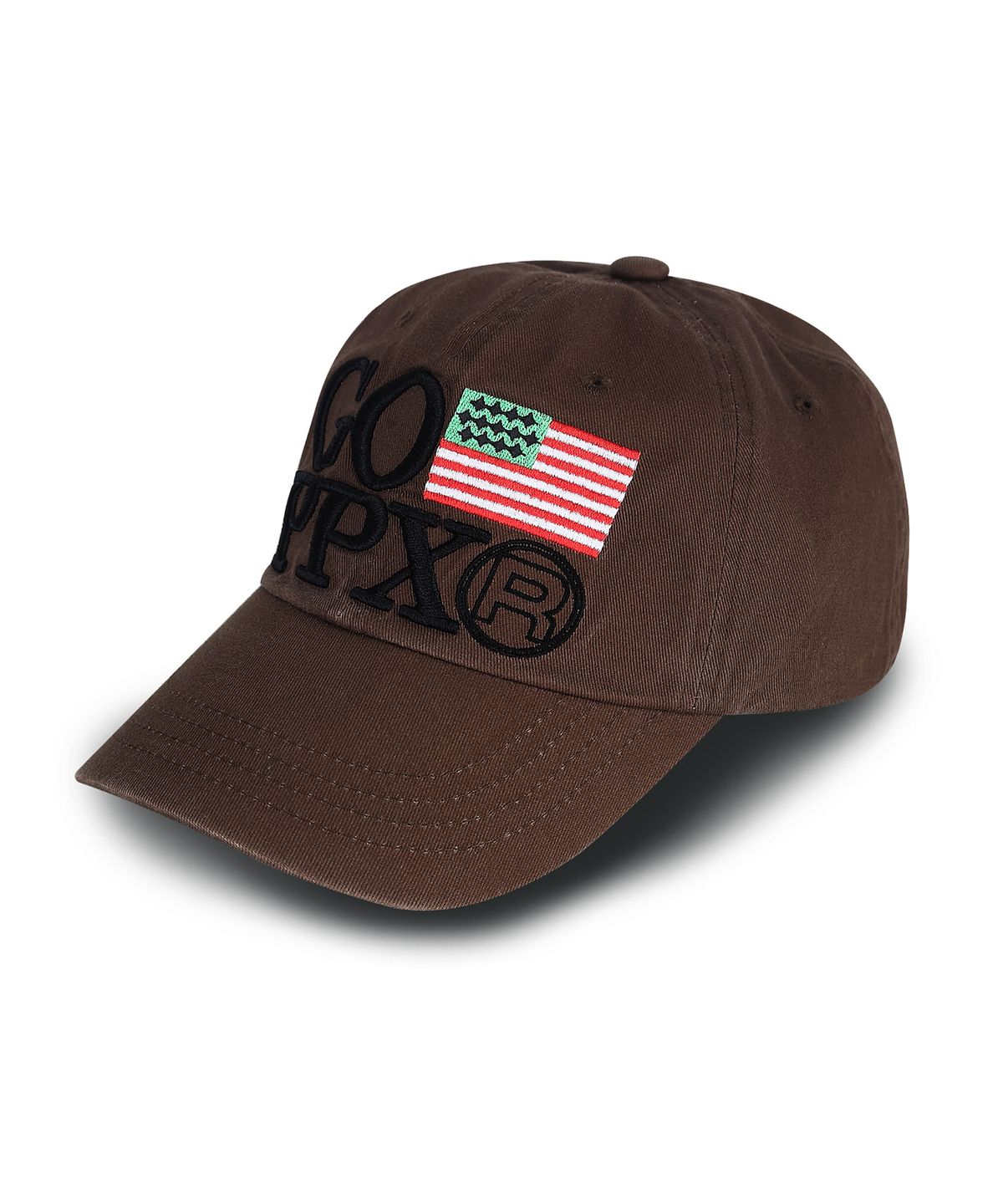그램 아운스 파운드(GRAM OUNCE POUND) US Flag 6-Panel Cap_Washed Brown