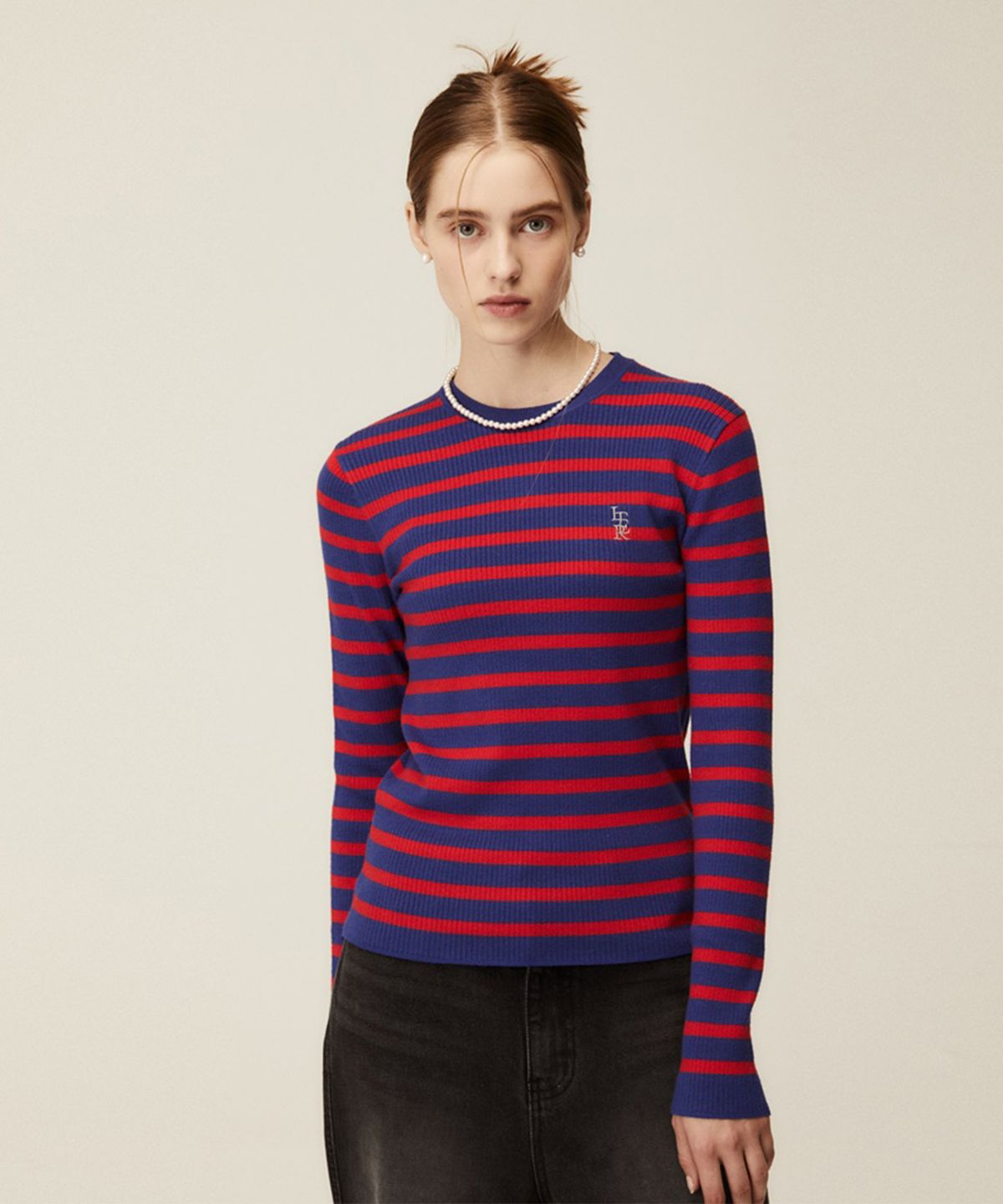 잇터(ITER) LOGO STRIPE LONG SLEEVE KNIT_ROYAL BLUE