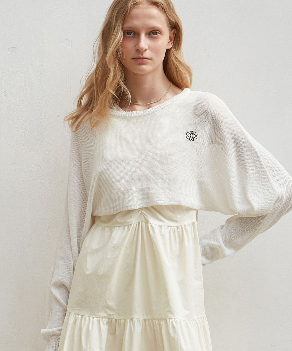 닉앤니콜(NICK&NICOLE) NICOLE LAYERED KNIT BOLERO_WHITE