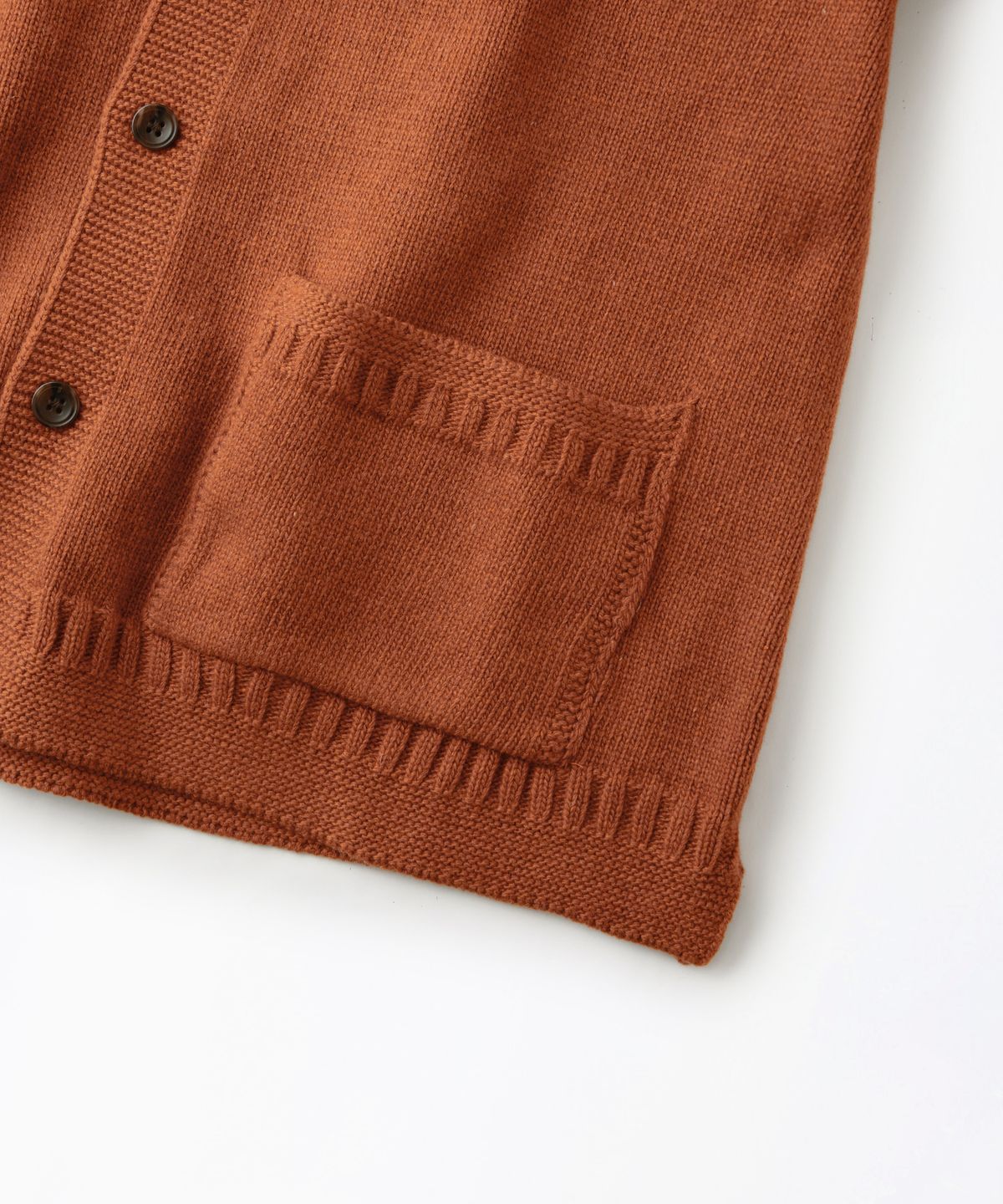 아웃스탠딩(OUTSTANDING) LAMBSWOOL FISHERMAN CARDIGAN_BRICK