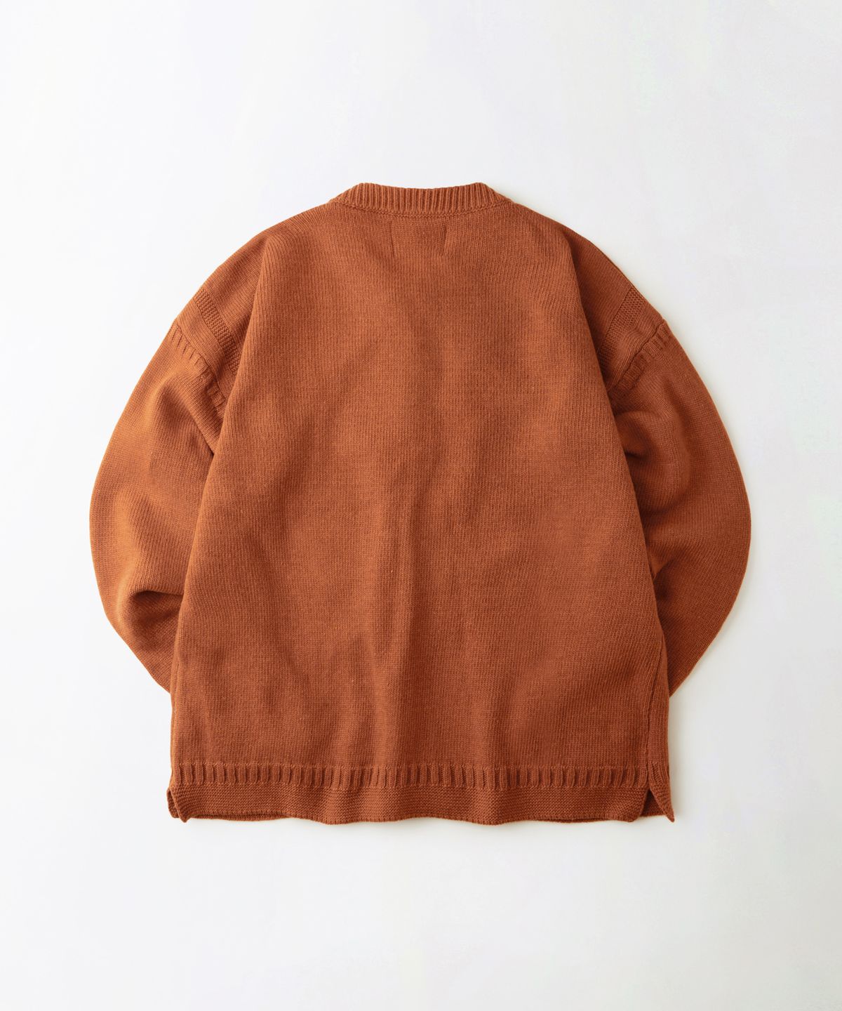 아웃스탠딩(OUTSTANDING) LAMBSWOOL FISHERMAN CARDIGAN_BRICK