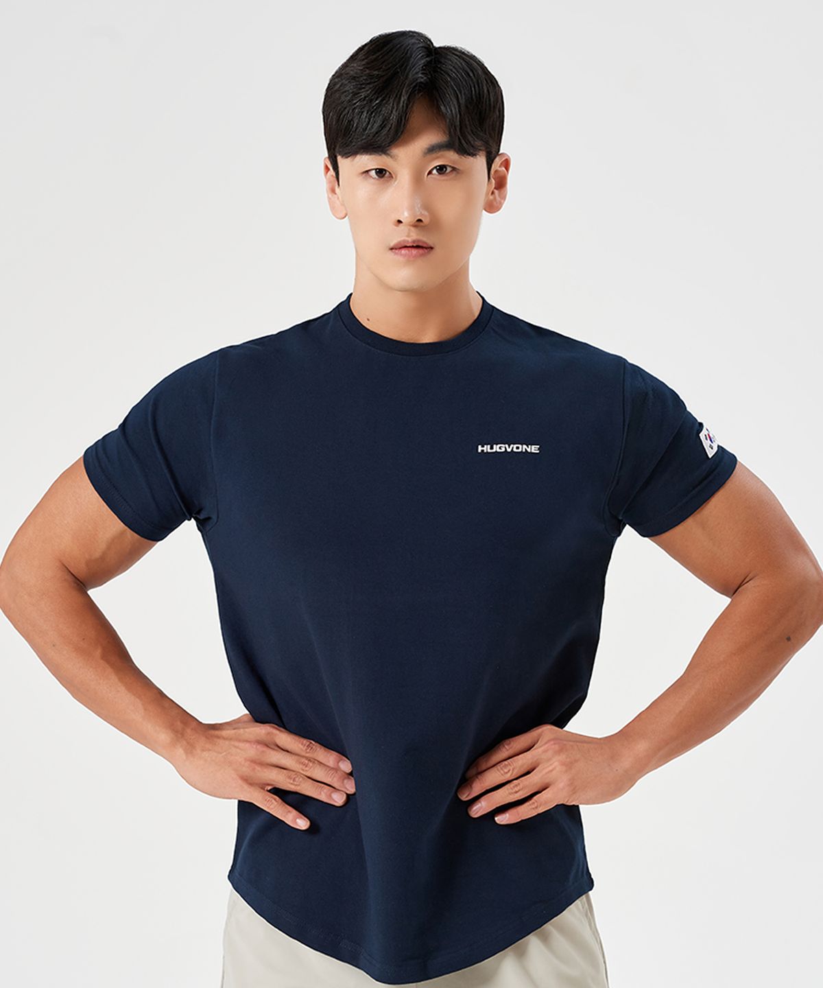허그본(HUGVONE) 스몰로고 머슬핏 반팔 5컬러